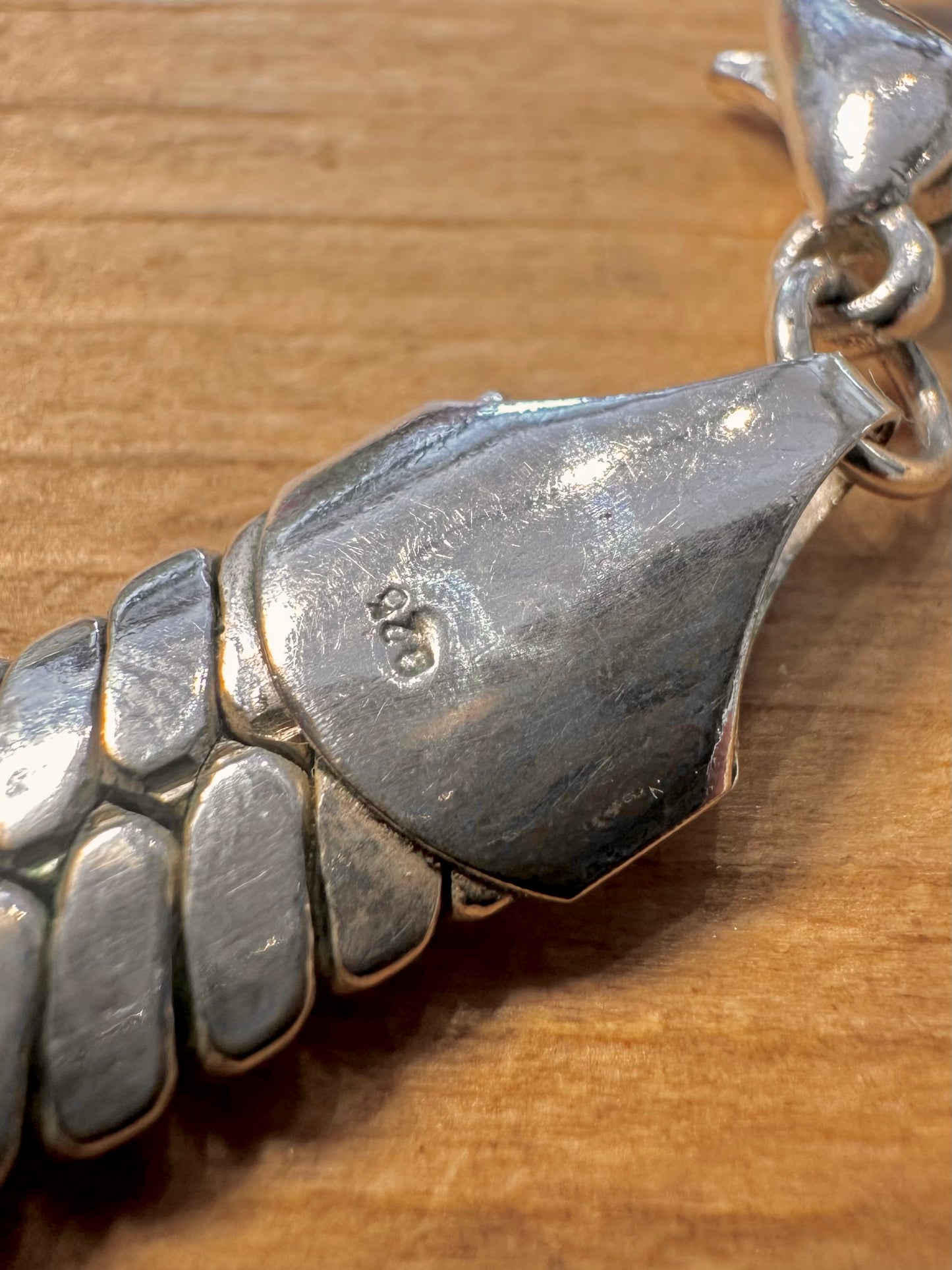 Vintage Chunky Herringbone 925 Silver 17.8 inch Necklace