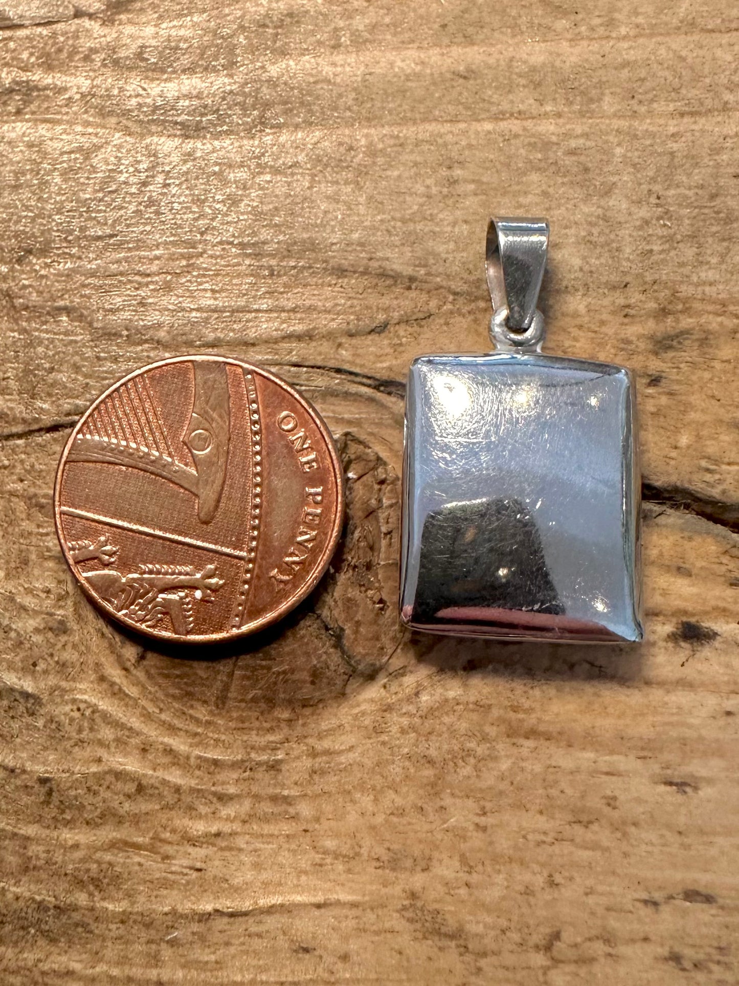 Vintage Rectangle Engraved 925 Silver Locket Pendant