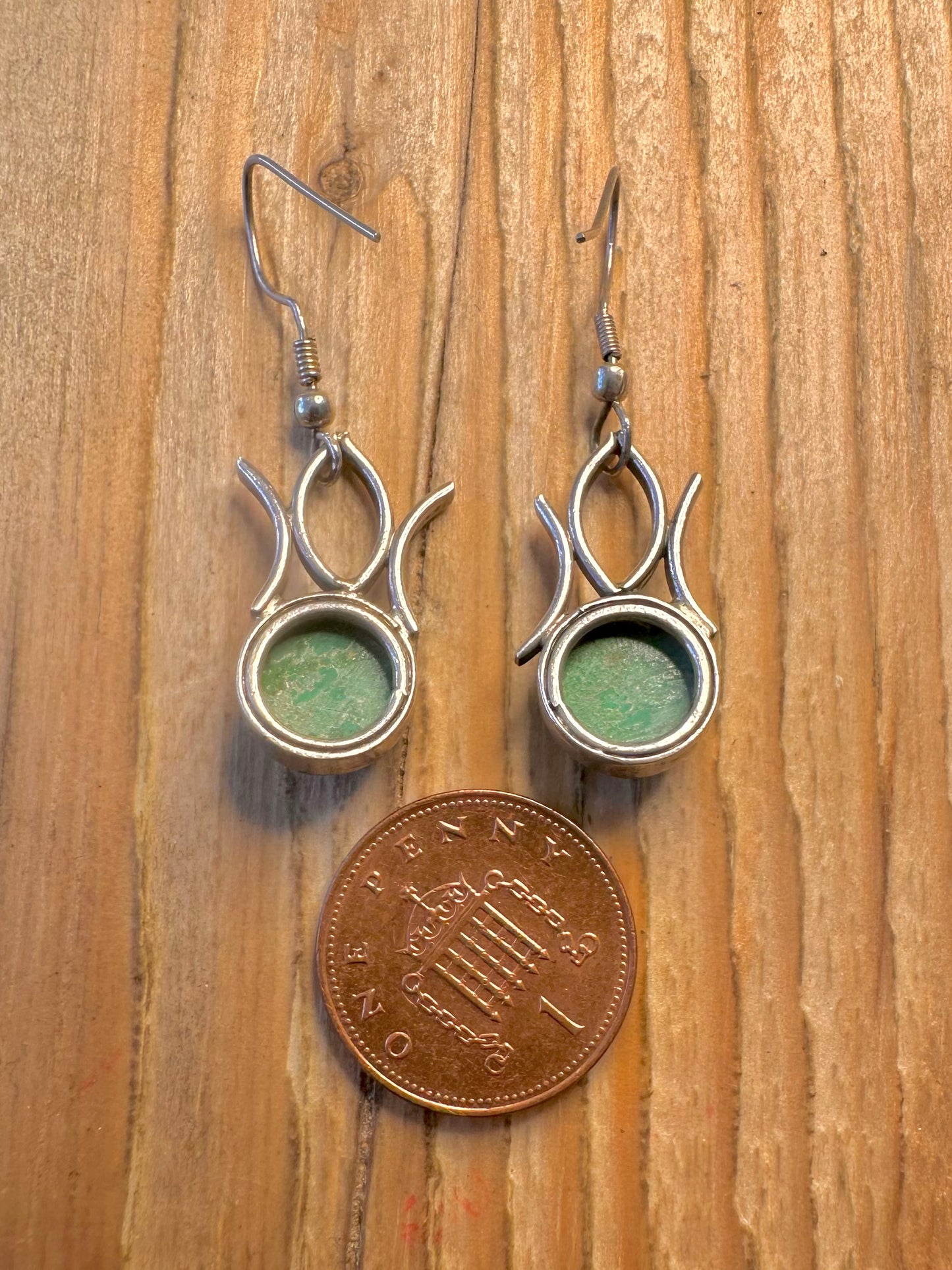 Vintage Malachite Dangle 925 Sterling Silver Earrings