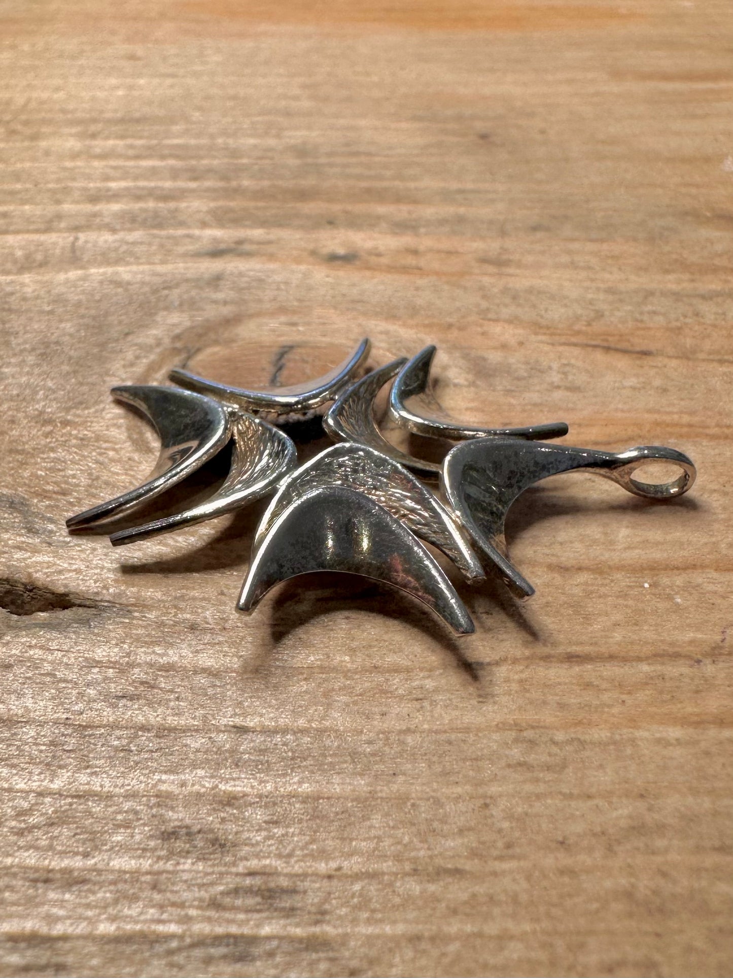 Vintage 1975 Abstract Textured 925 Silver Pendant