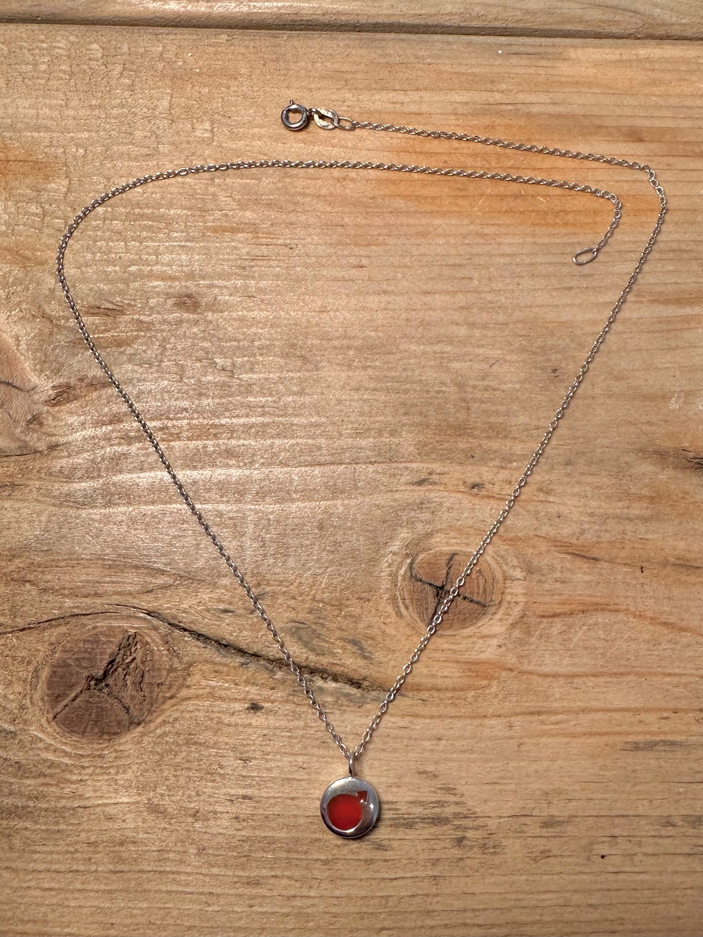 Vintage Male Carnelian 925 Silver Chain 18 inch Necklace