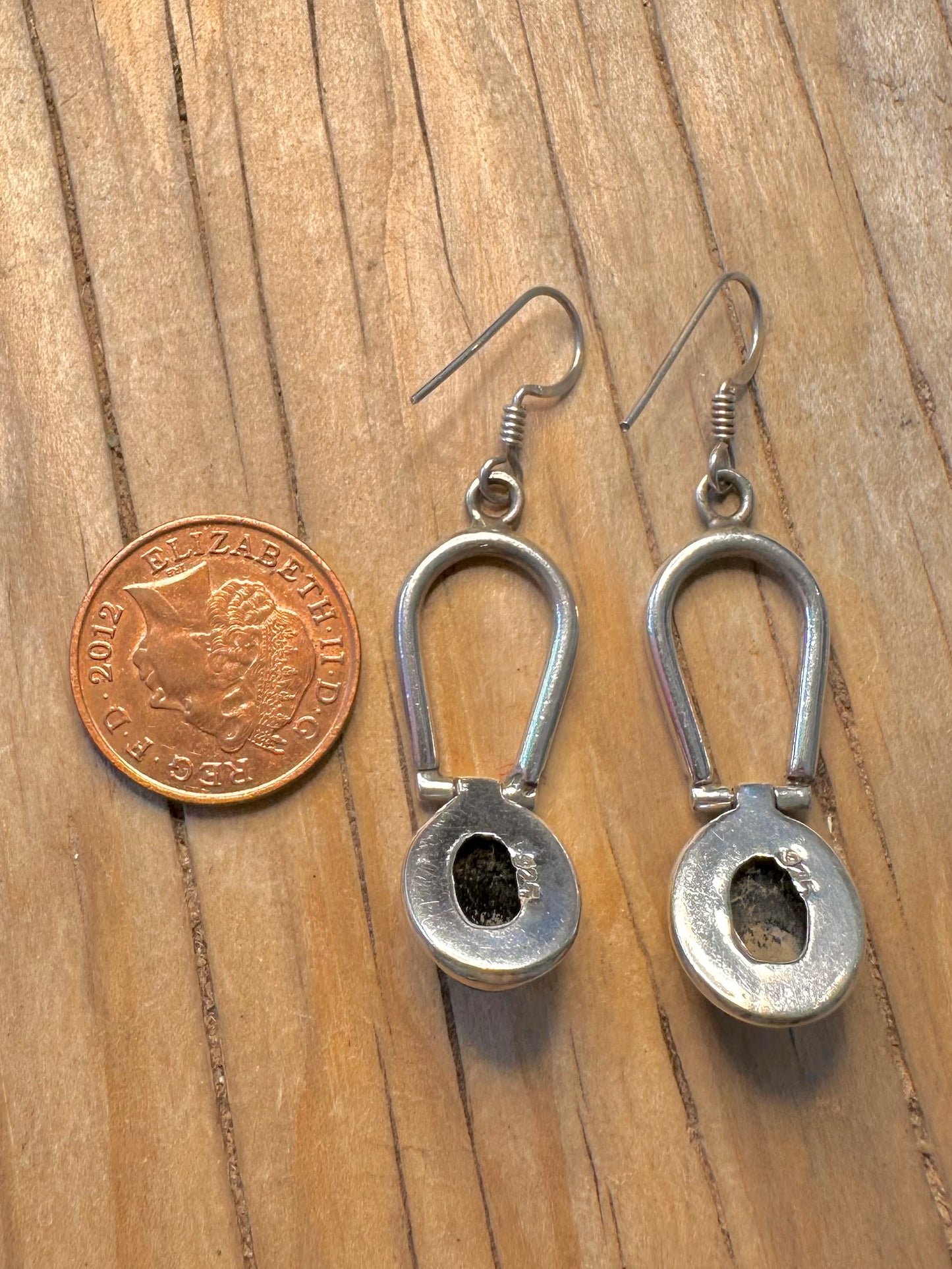 Vintage Black Stone Dangle 925 Silver Earrings