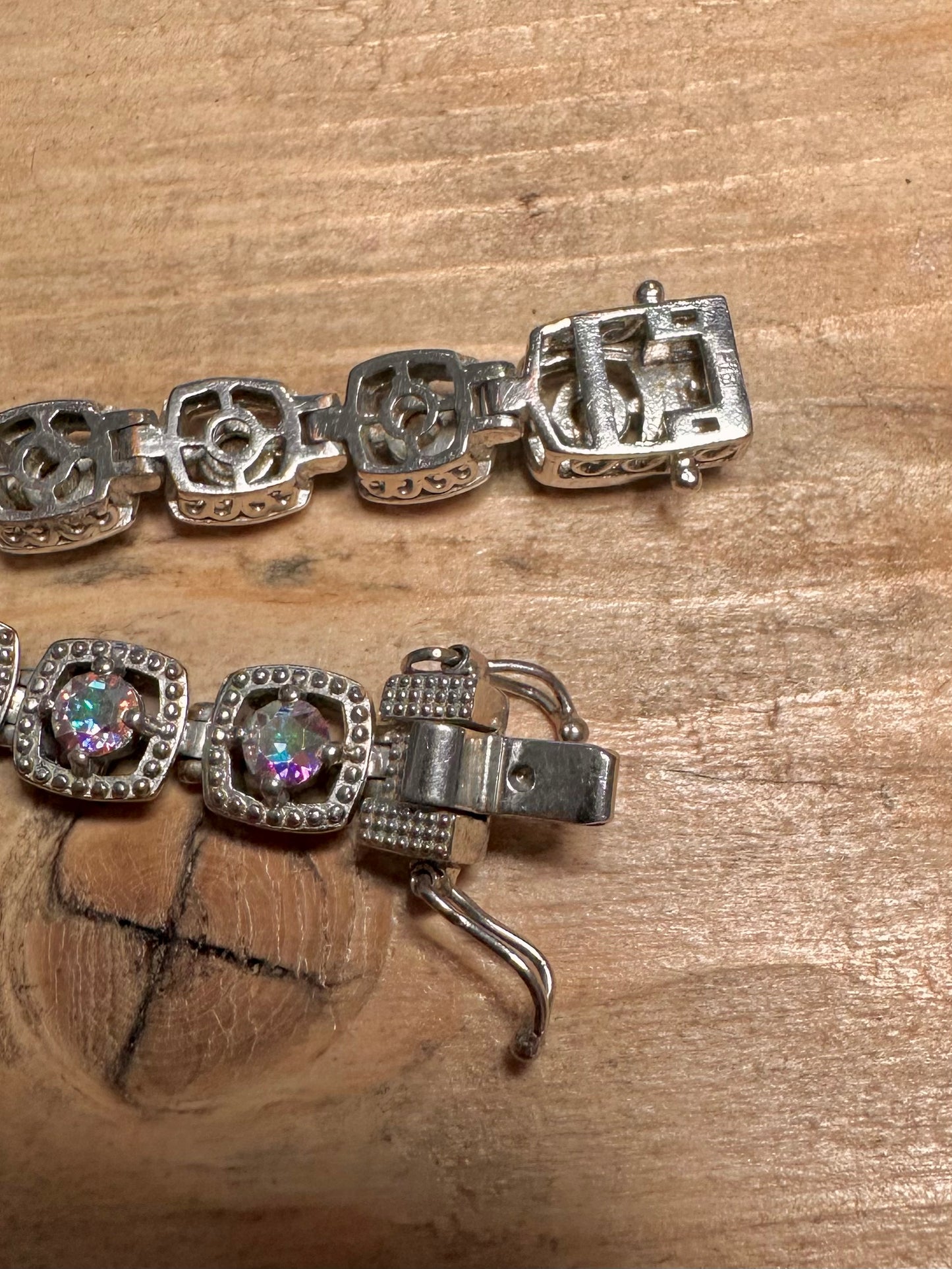 Modernist CZ Stones 925 Silver Tennis Bracelet