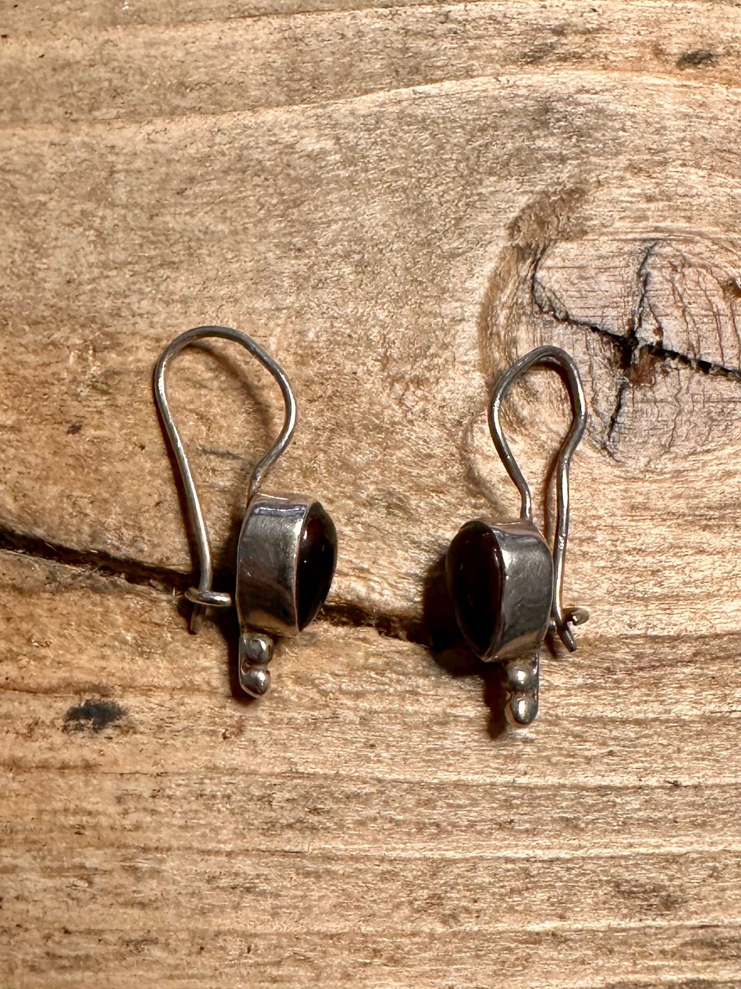 Vintage Garnet 925 Silver Earrings