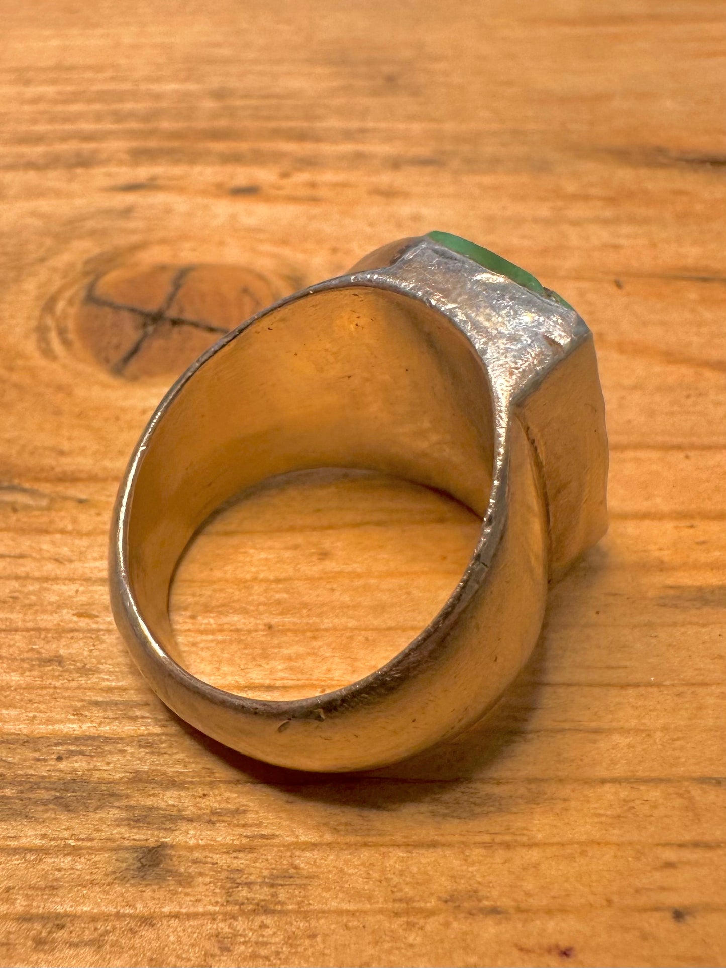 Vintage Large Raw Turquoise 925 Silver Size W Ring