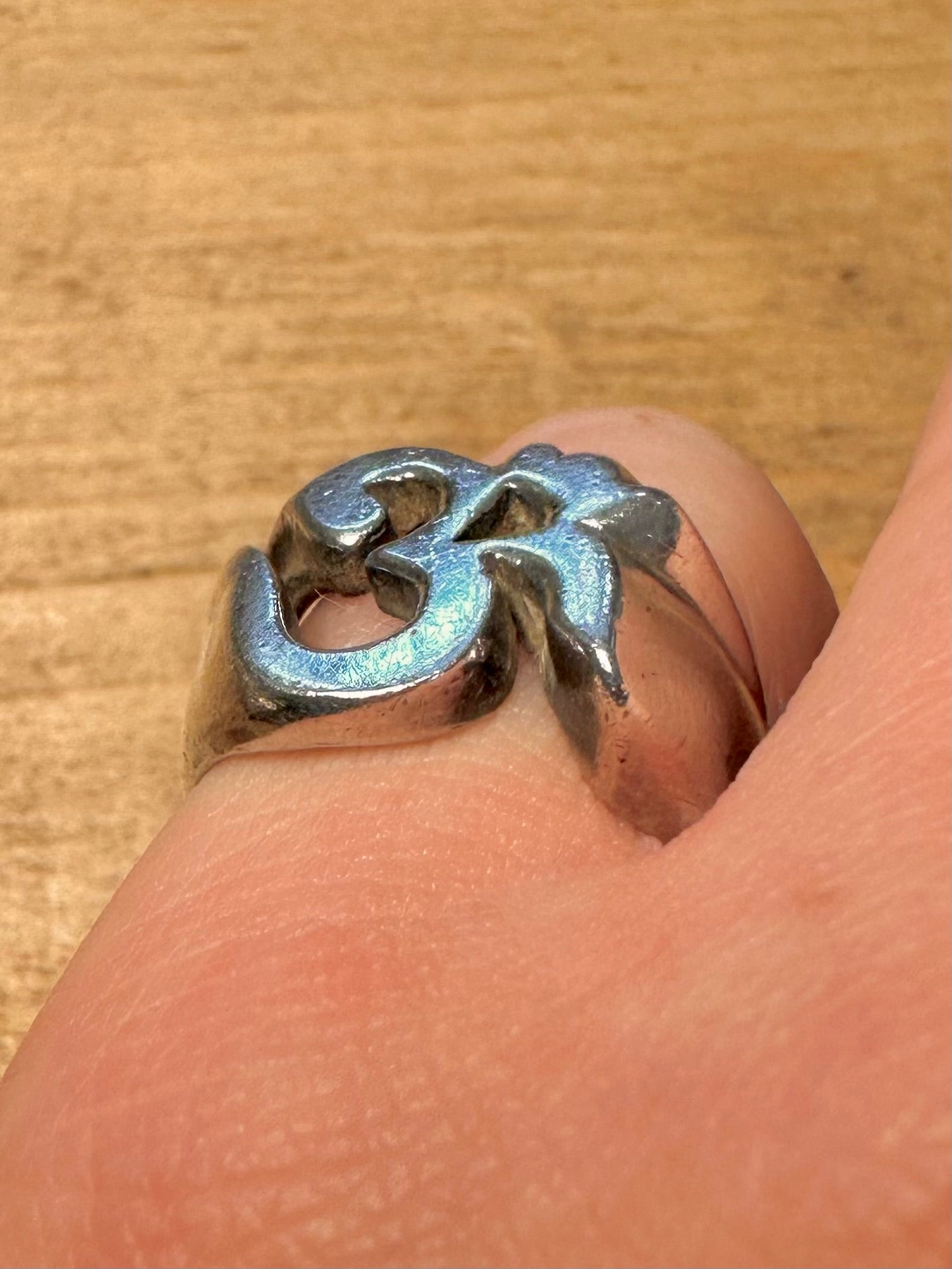Vintage OM Symbol 925 Silver Size N1/2 Ring