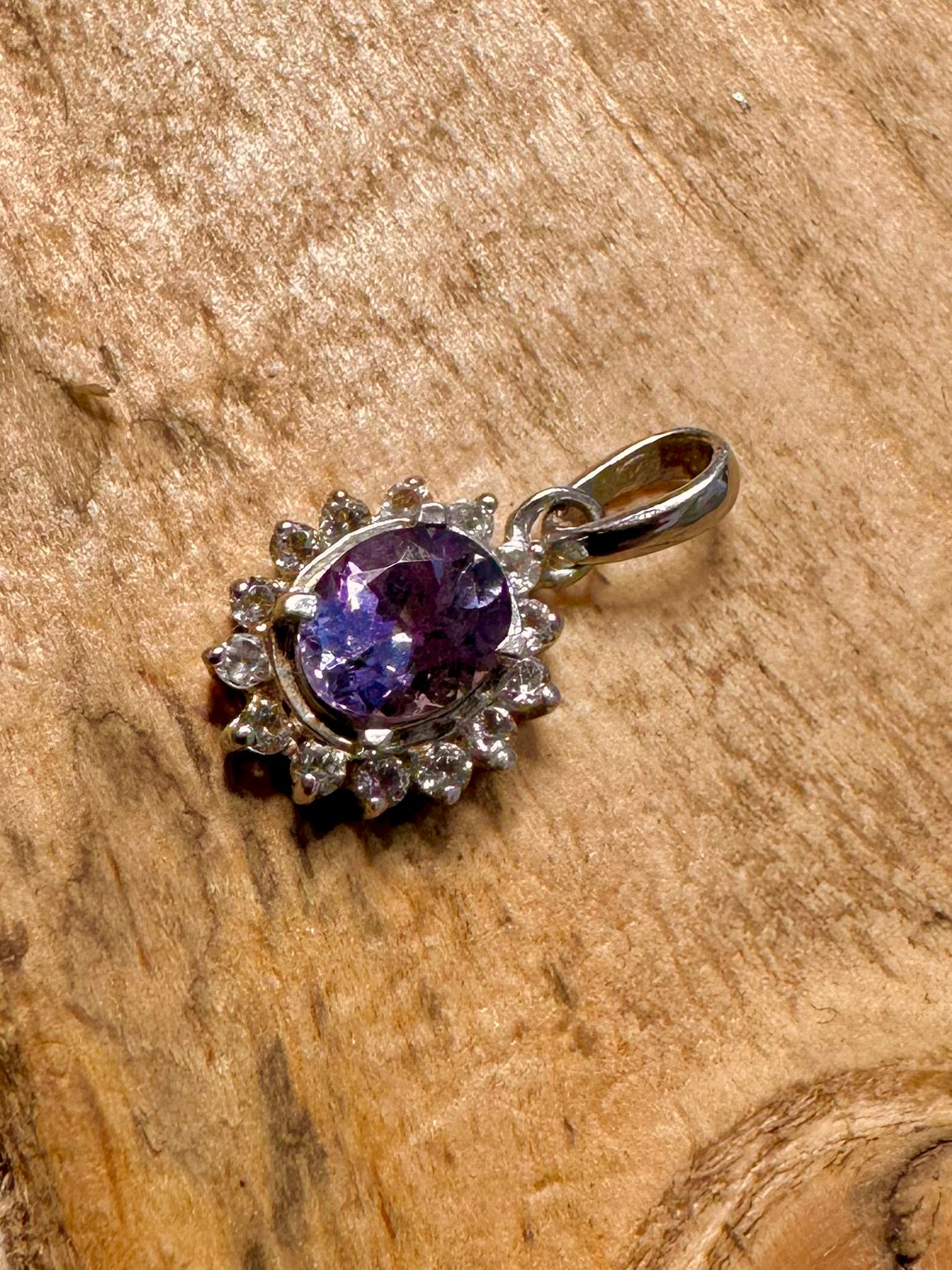 Modern Blue and White Stone 925 Silver Pendant