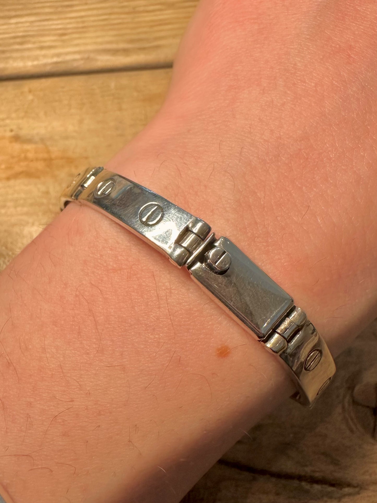 Vintage Cartier Style Heavy Mexico 925 Silver 7.5 inch Bracelet