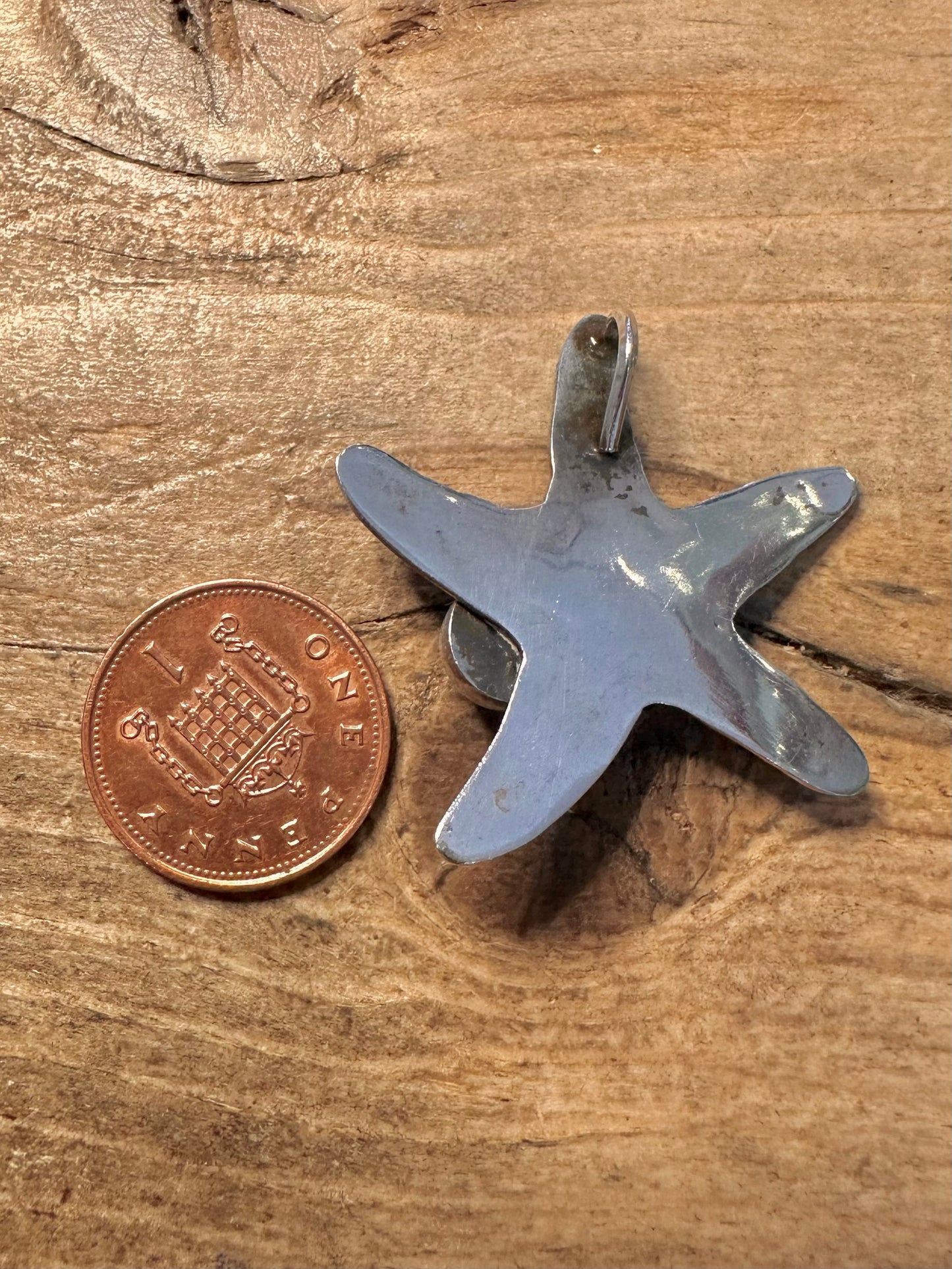 Abstract Handmade Starfish Moonstone 925 Silver Pendant