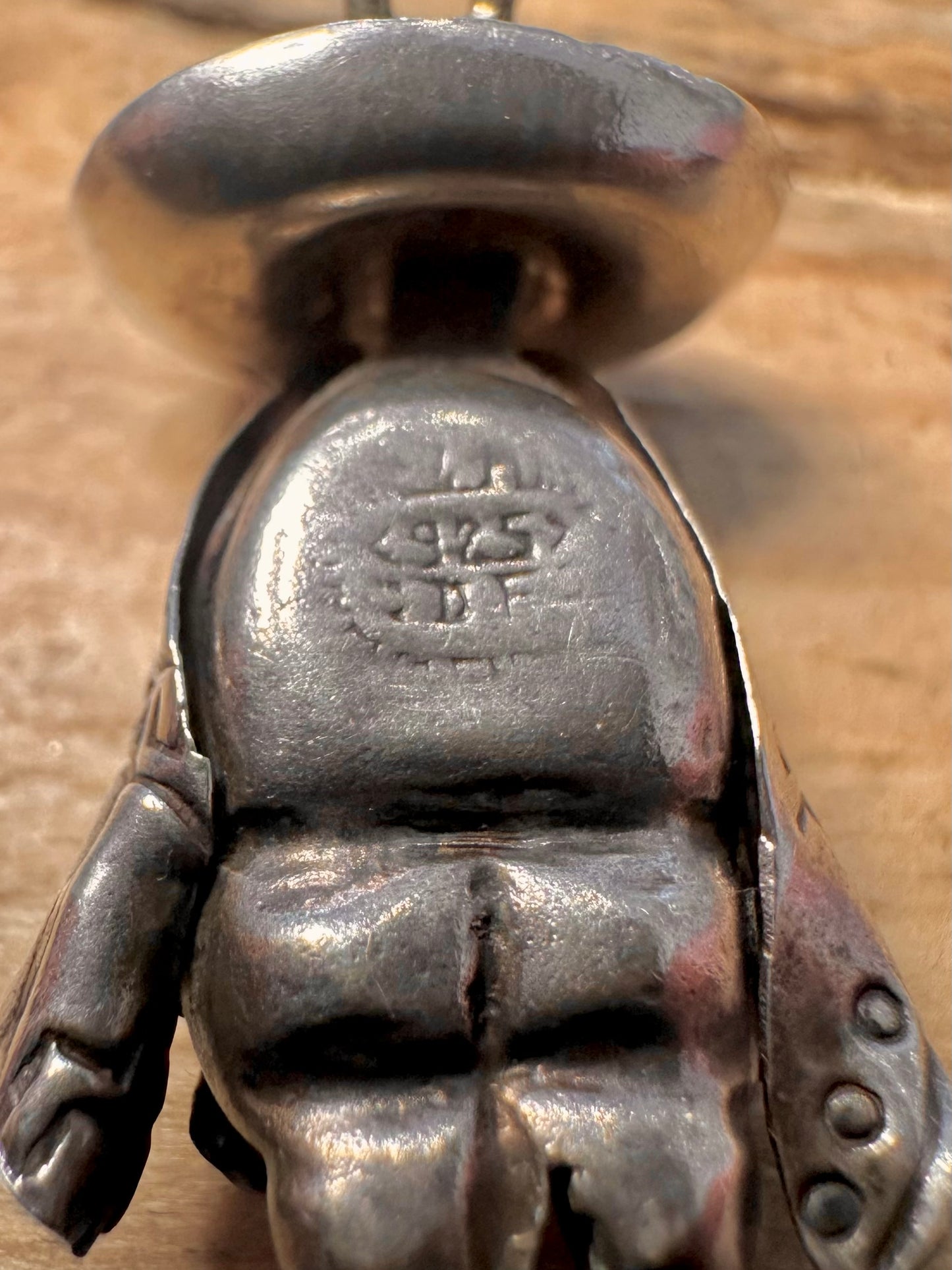 Vintage Mexican Man in Poncho 925 Silver Pendant