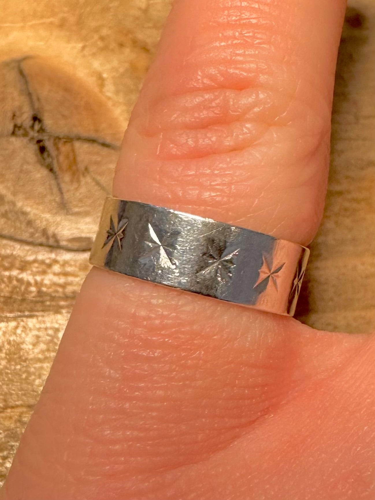 Vintage X Engraved Band 925 Silver Size L Ring