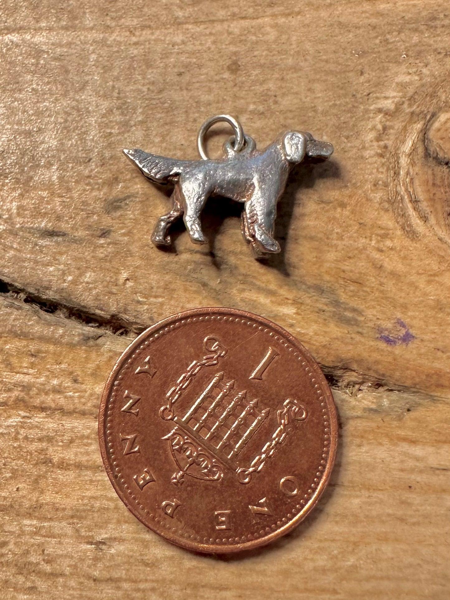 Vintage Dog 925 Silver Charm Pendant