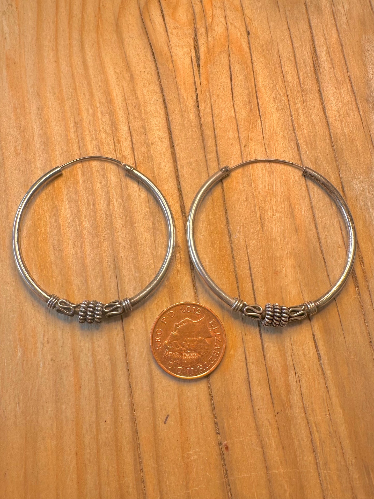 Vintage Tribal Hoops 925 Silver Earrings