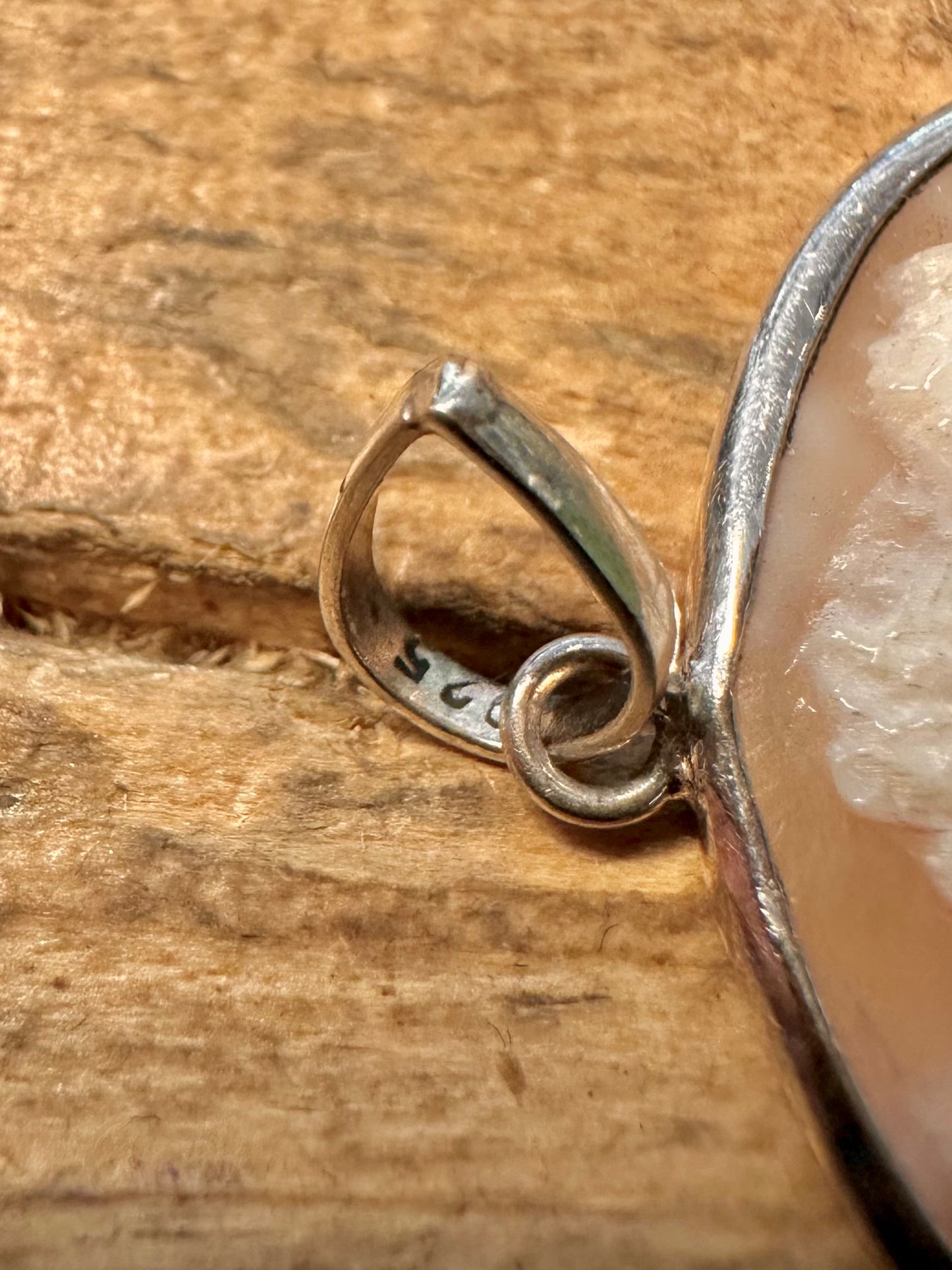 Vintage Hand Caved House Scene Cameo 925 Silver Pendant