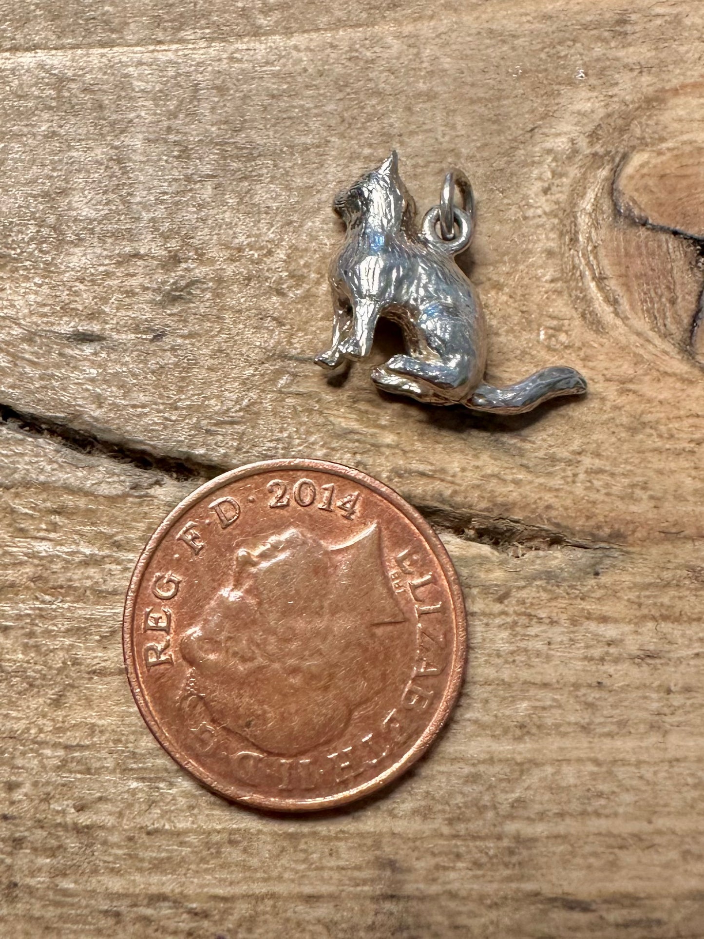 Vintage Cat 925 Silver Charm Pendant