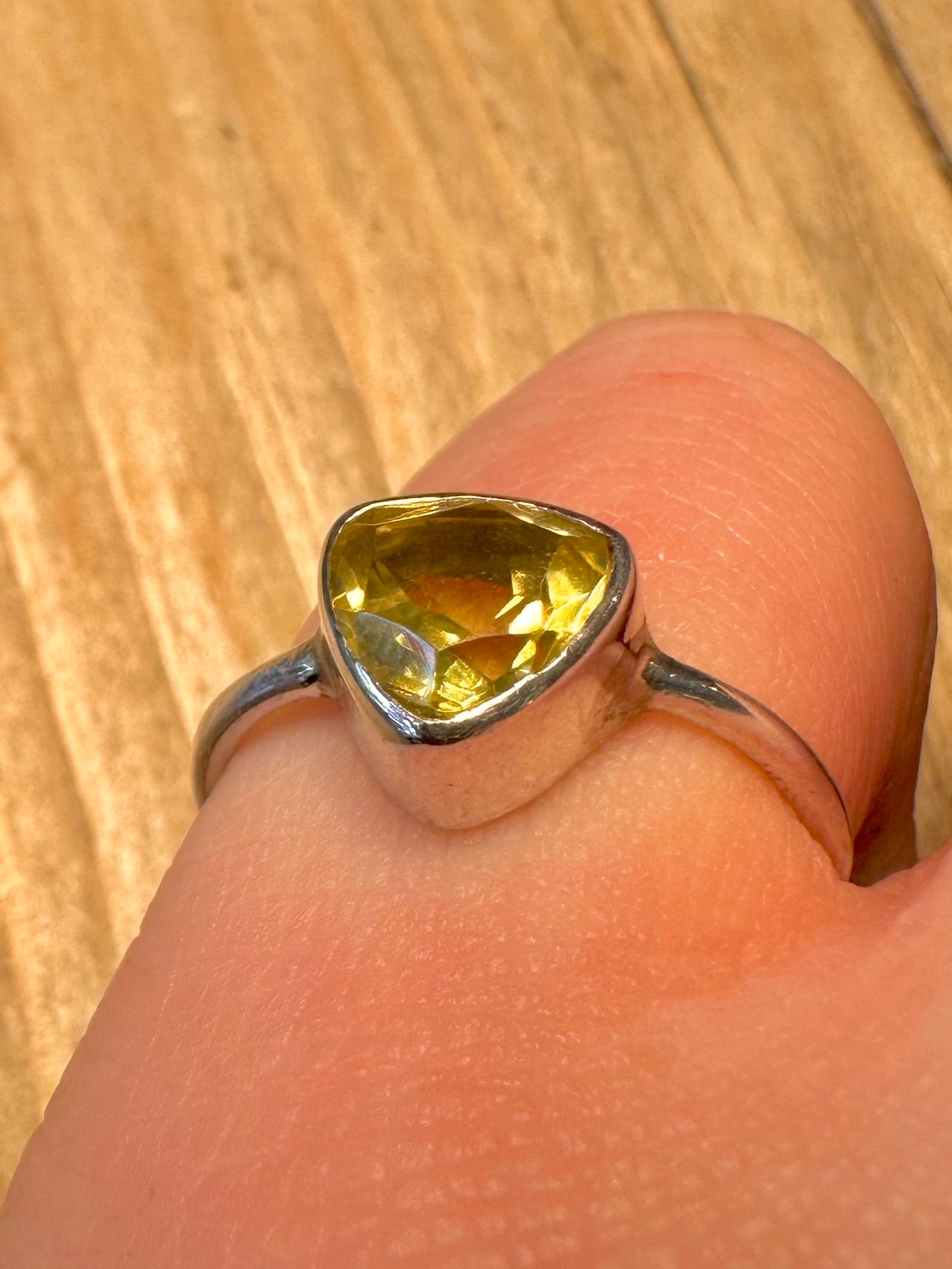 Modern Peridot 925 Sterling Silver Size N1/2 Ring