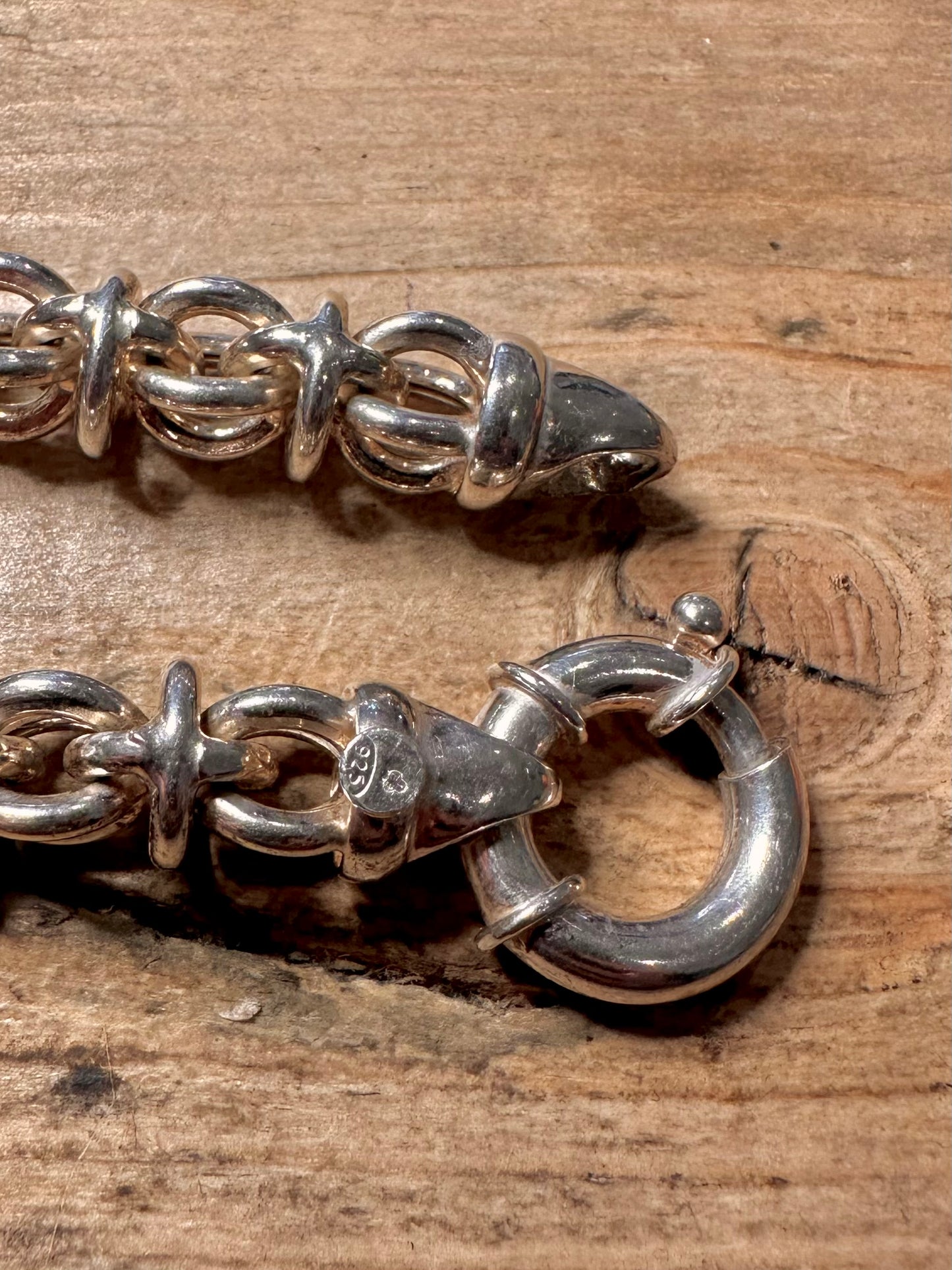 Vintage Chunky Unique Link 925 Silver 8.3 inch Bracelet