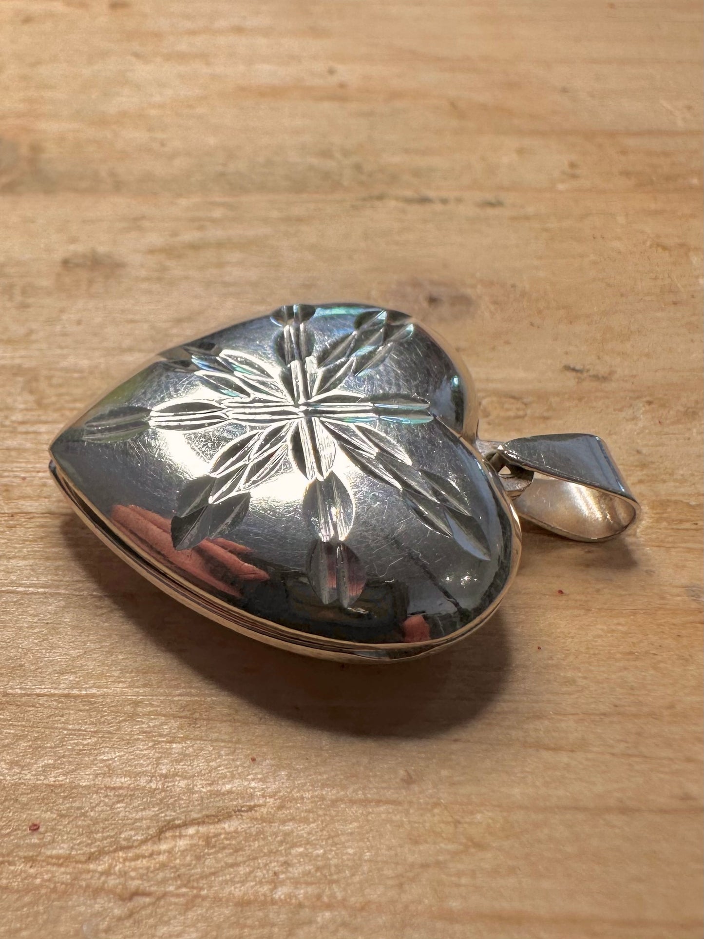 Vintage Engraved Heart Locket 925 Silver Pendant