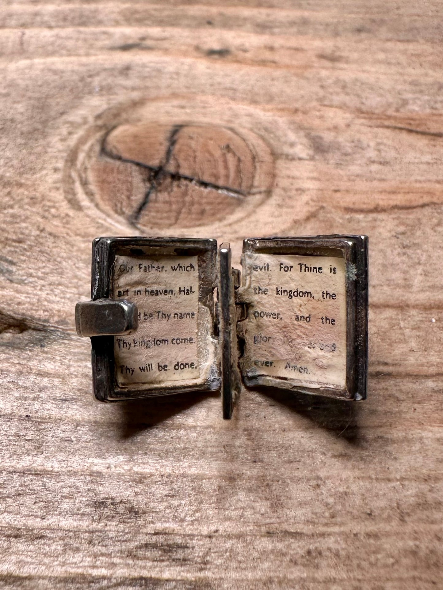 Vintage Bible with Paper Nuvu 925 Silver Charm Pendant