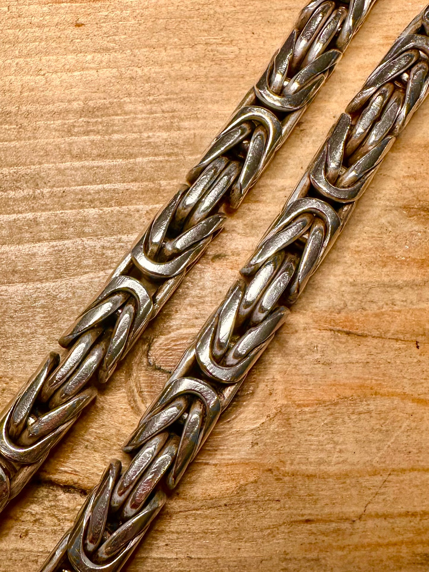 Vintage Chunky Byzantine Heavy Hook Clasp 925 Silver 20 inch Necklace