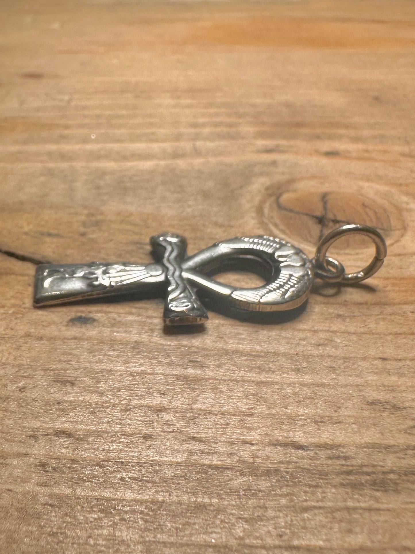 Vintage Engraved Ankh 925 Silver Pendant