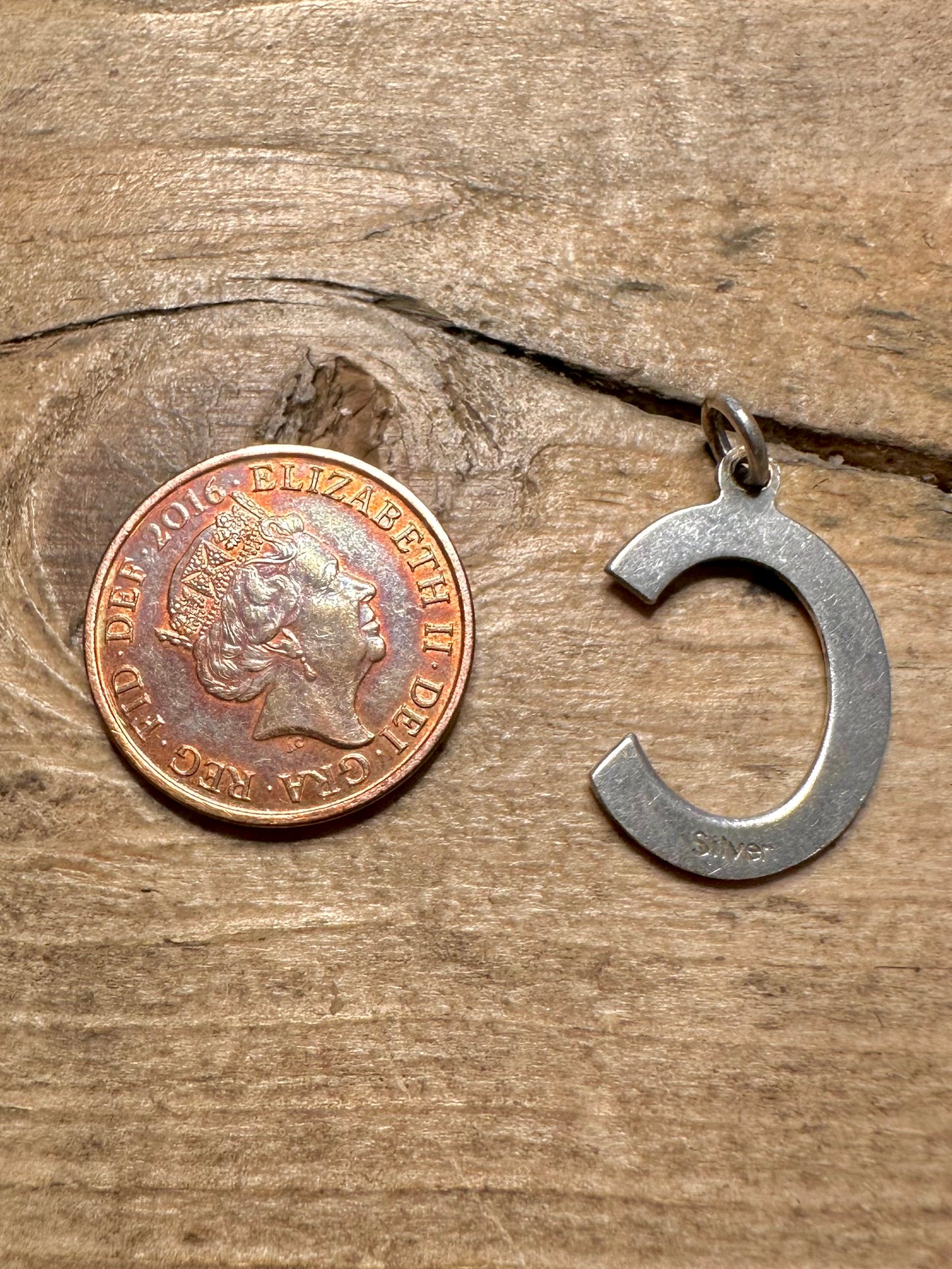 Vintage C Letter 925 Silver Pendant
