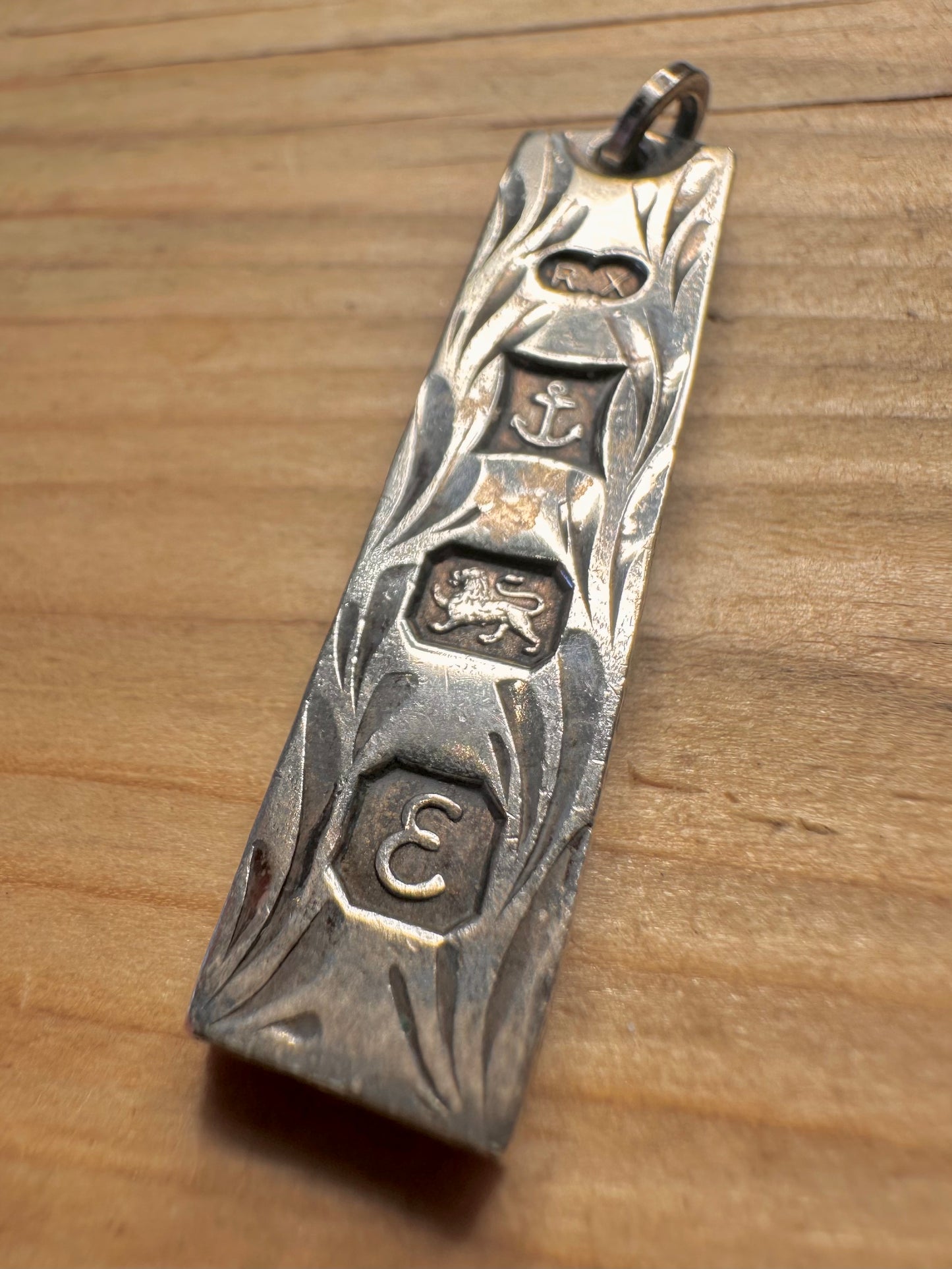 Vintage 1979 Engraved Ingot Birmingham 925 Sterling Silver Pendant