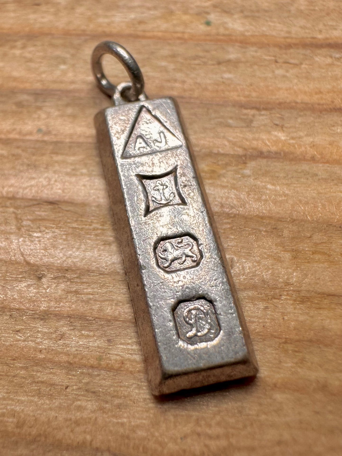 Vintage Ingot 1978 Birmingham 925 Sterling Silver Pendant