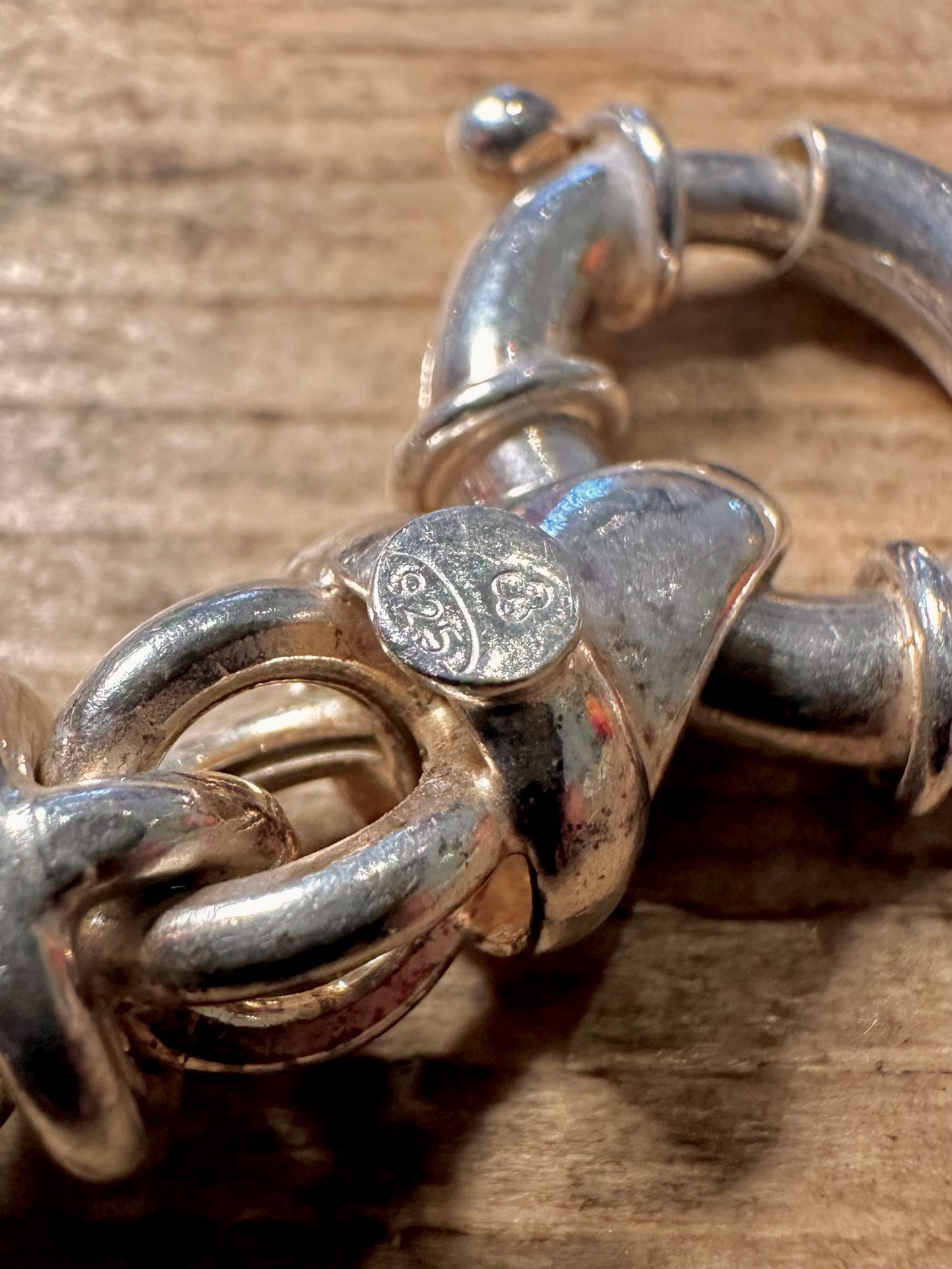 Vintage Chunky Unique Link 925 Silver 8.3 inch Bracelet