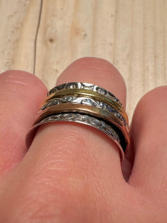 Meditation Spinner Band 925 Sterling Silver Size O Ring