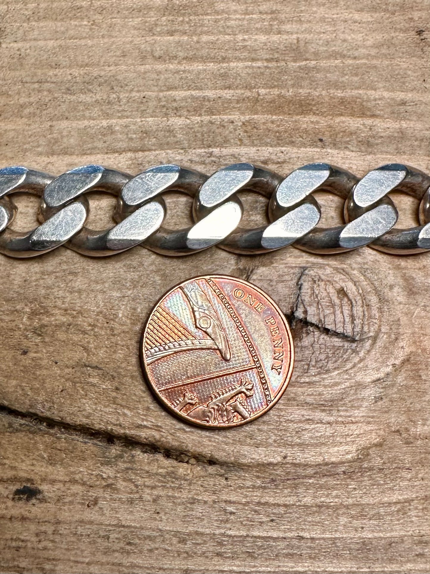 Vintage Chunky Heavy Curb Chain 925 Silver 21.5 inch Necklace