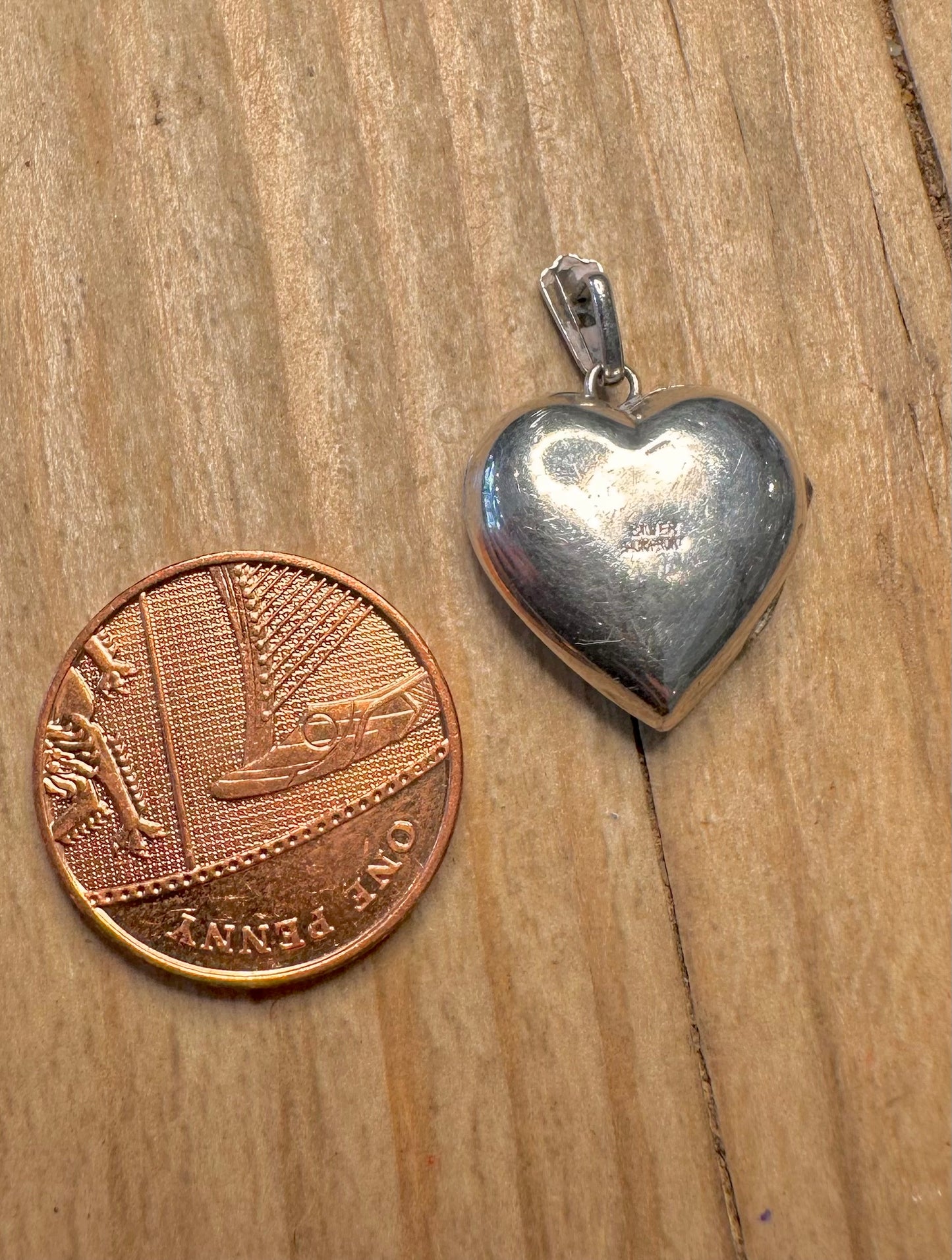 Vintage Heart Engraved Locket 925 Sterling Silver Pendant