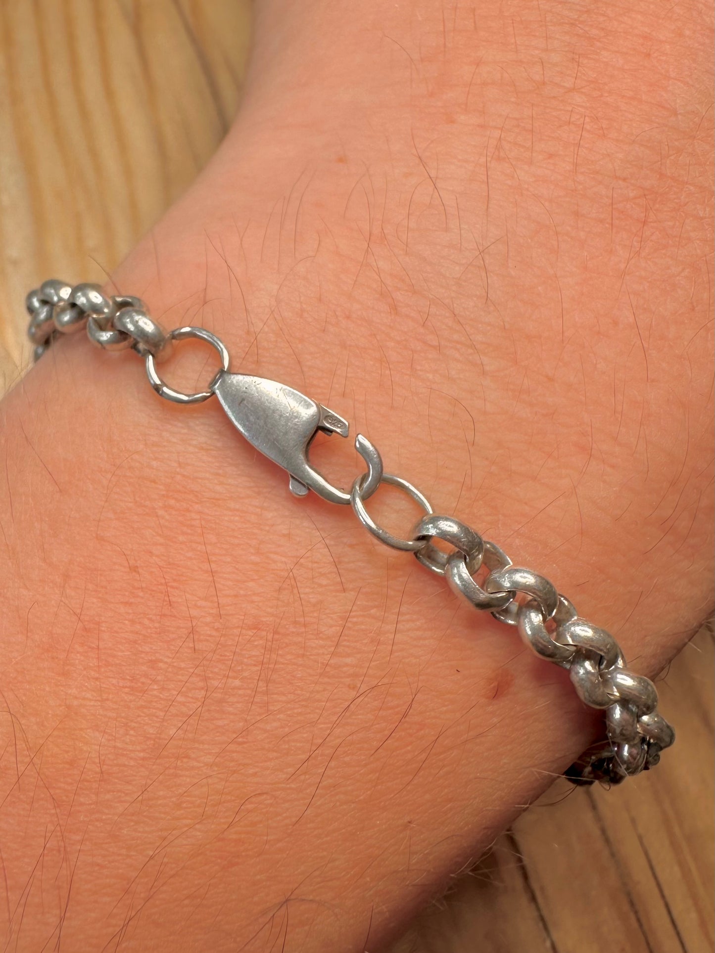 Vintage Belcher Chain 925 Silver 8.1 inch Bracelet