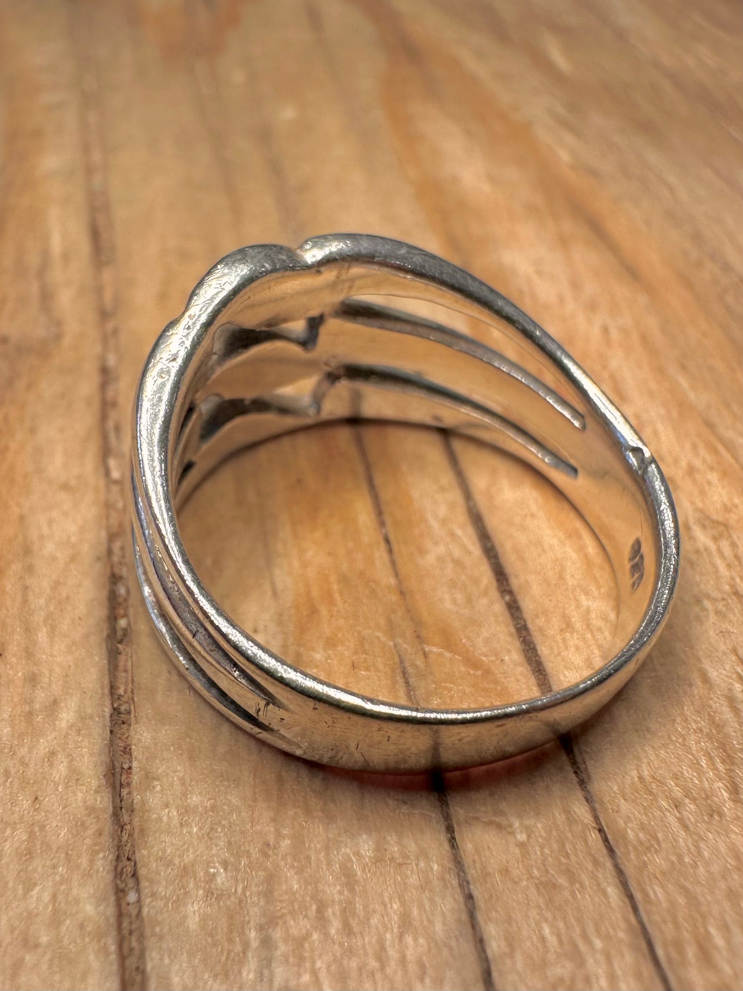 Abstract Layer Wavy 925 Sterling Silver Size P Ring