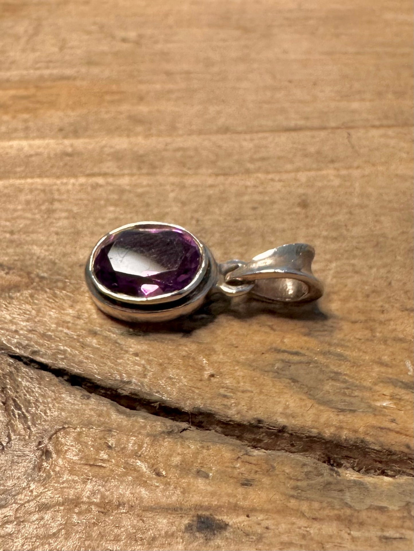 Vintage Amethyst Oval 925 Silver Pendant