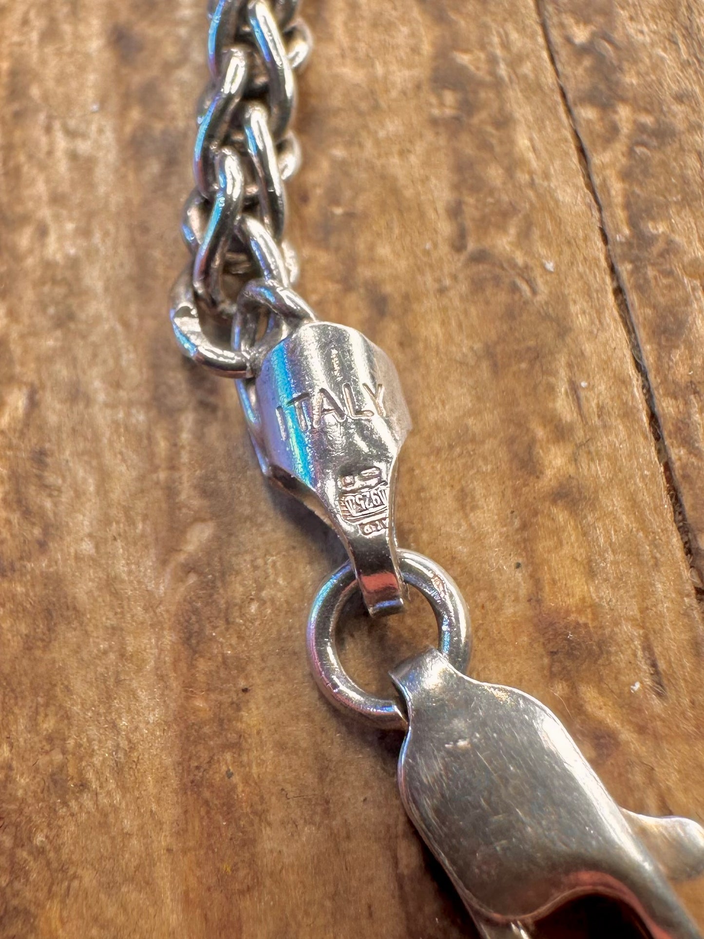 Wheat Link Chain Italy 925 Sterling Silver 18 inch Necklace