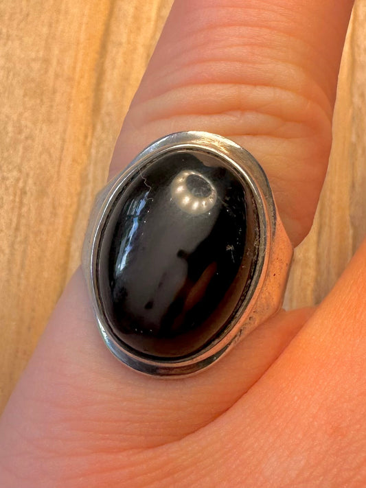 Vintage 1970 Blue Tigers Eye 925 Sterling Silver Size L1/2 Ring