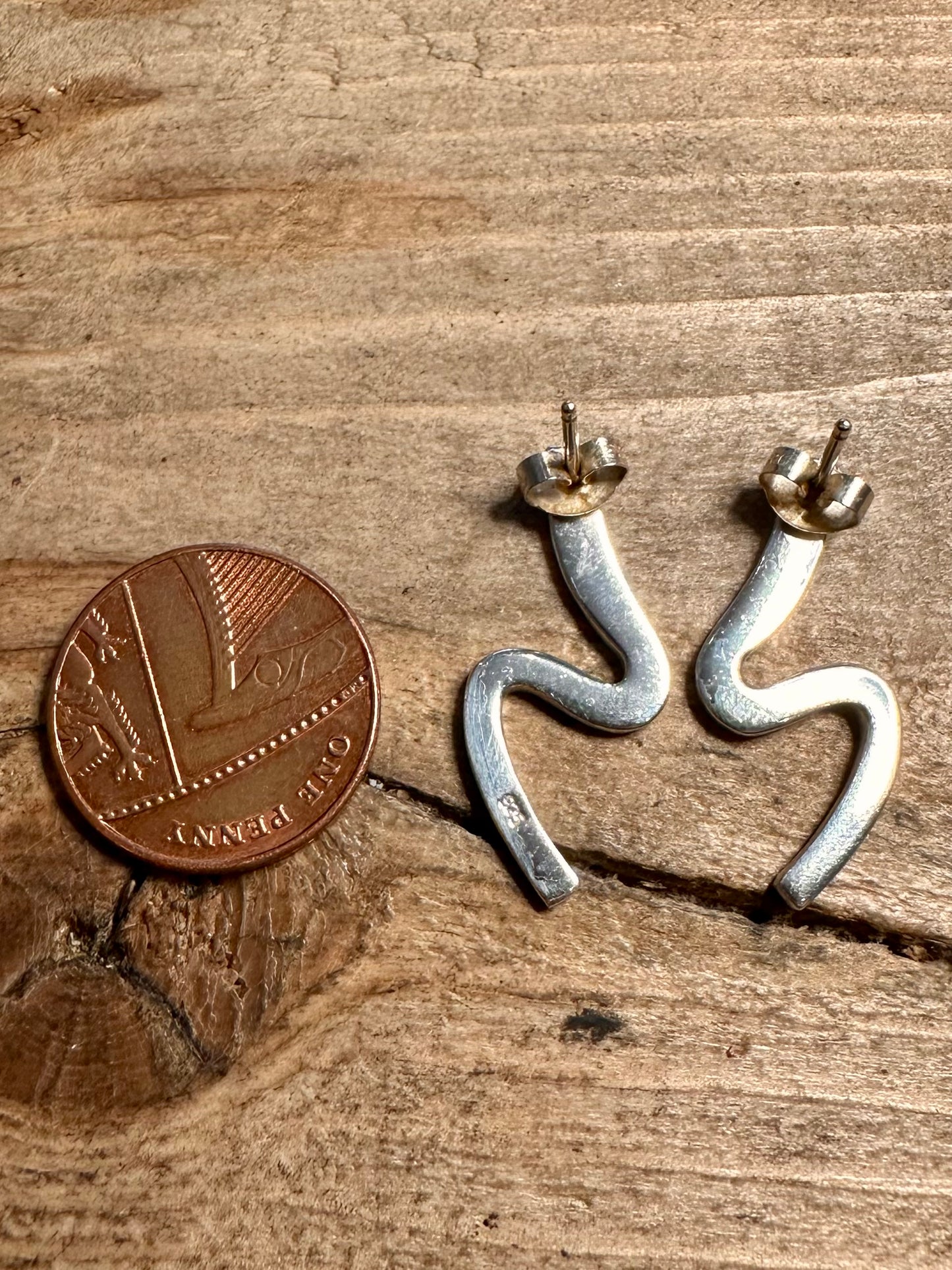 Abstract Zig Zag 925 Silver Earrings