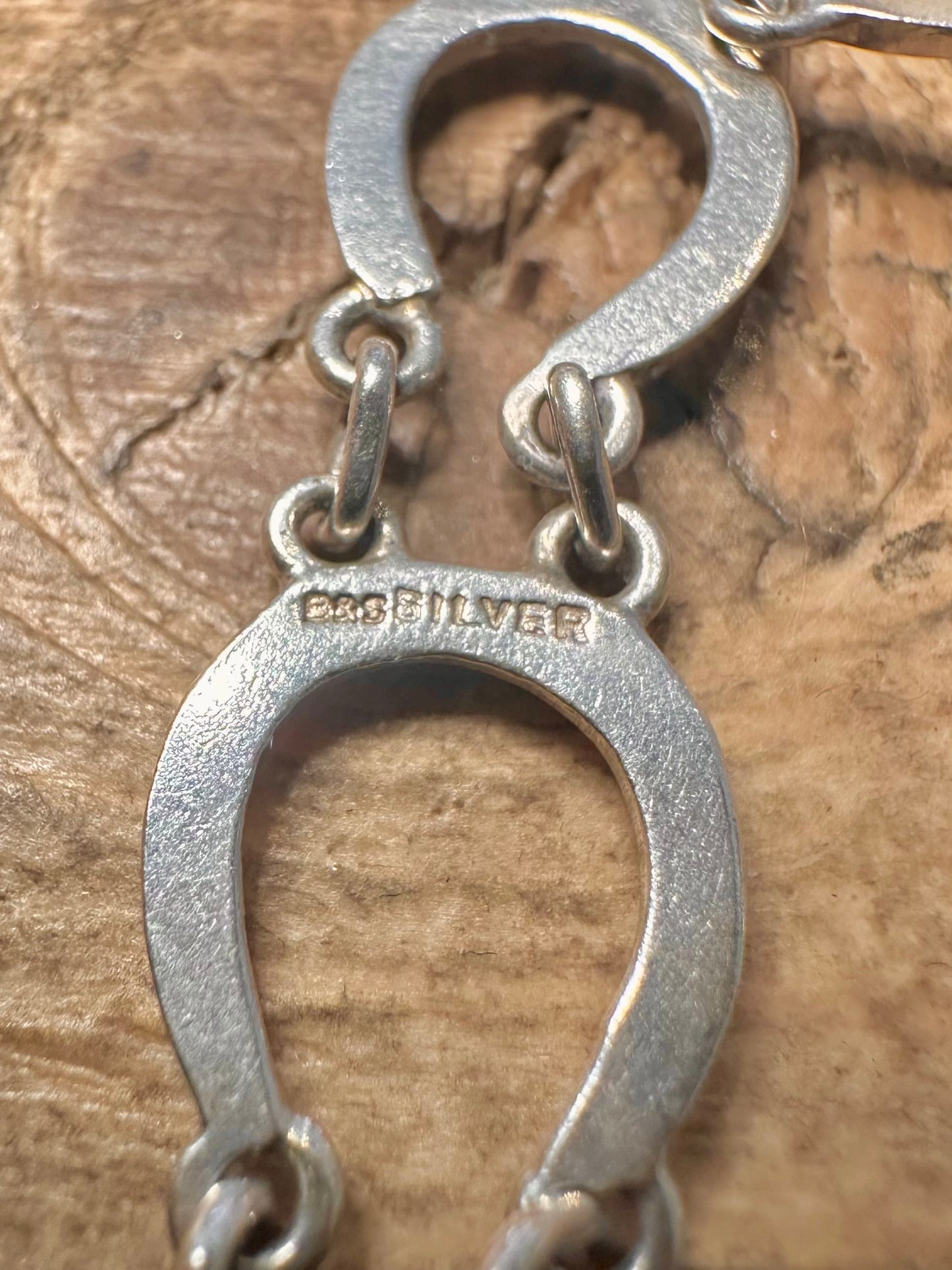 Vintage Horseshoe Equestrian Link Heart Padlock with Safety Chain 925 Silver Bracelet
