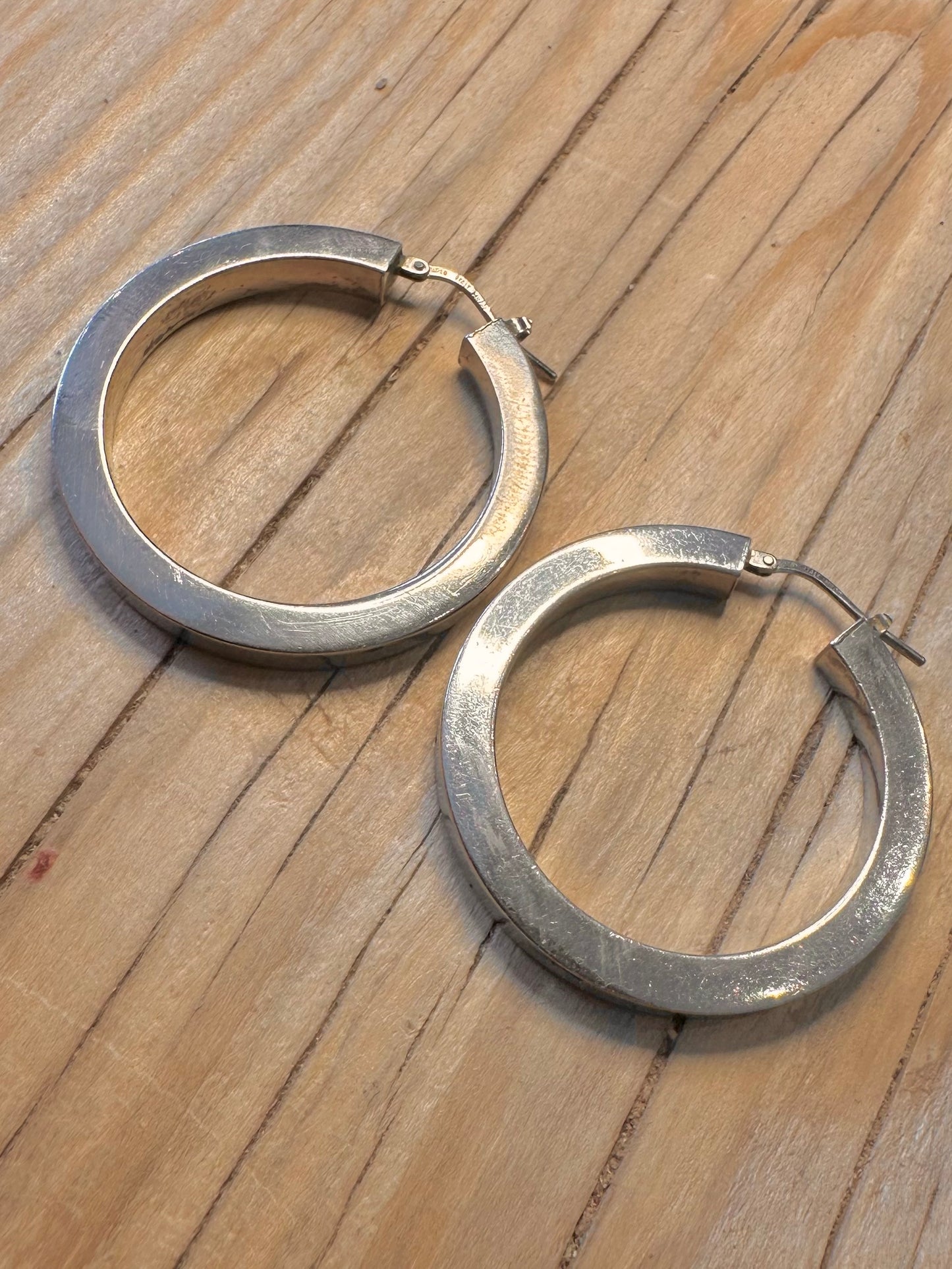 Vintage Chunky Hoops Italian 925 Silver Earrings