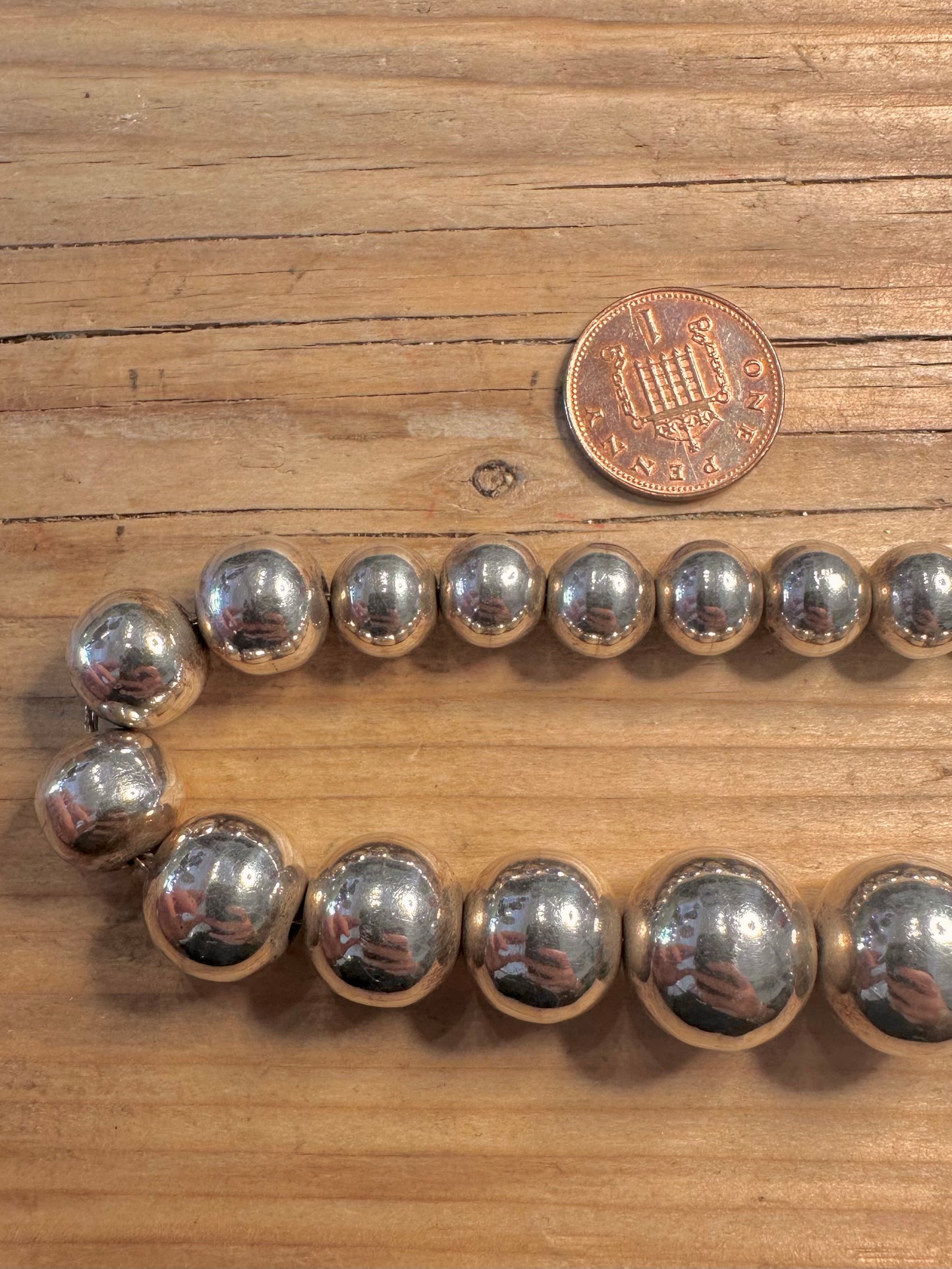 Vintage Graduated Ball Chain Mexico 925 Sterling Silver 16.5 inch Necklace
