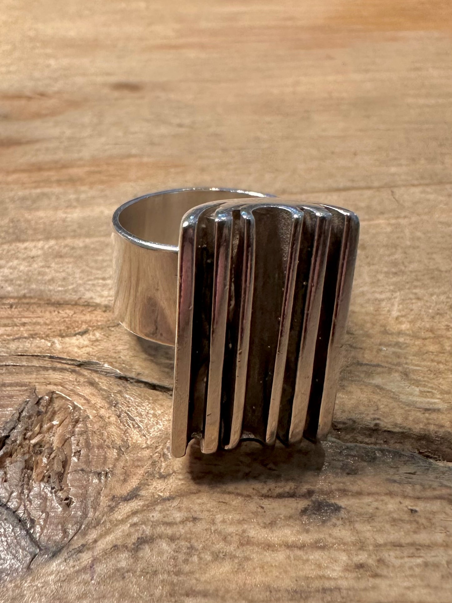 Vintage Abstract Chunky Maker CD 925 Silver Size L1/2 Ring