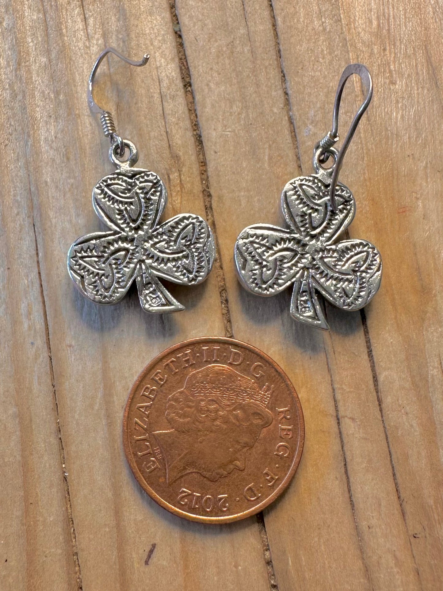 Vintage Amber Three Leaf Clover 925 Silver Earrings