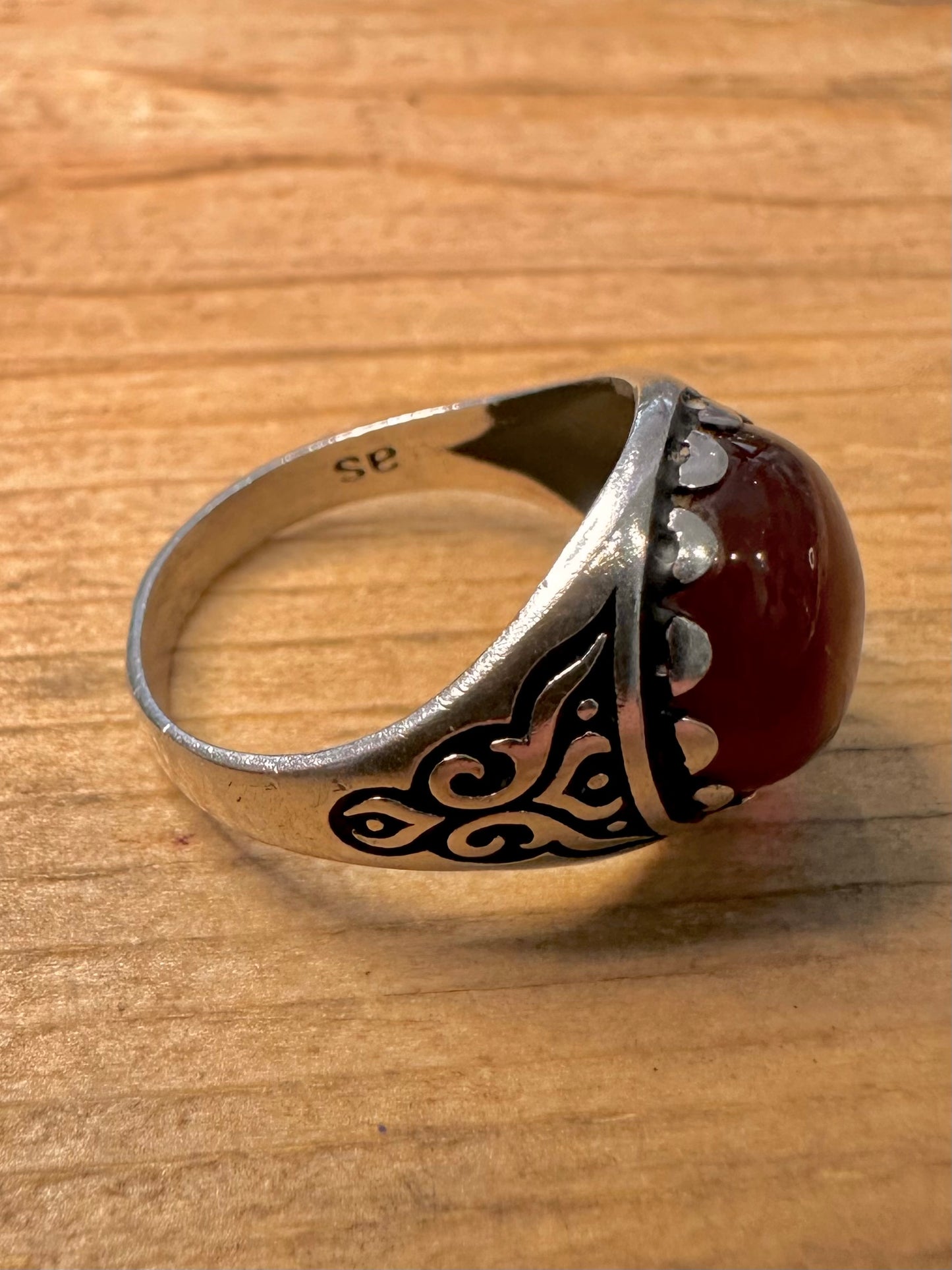Vintage Carnelian Signet 925 Silver Size R Ring