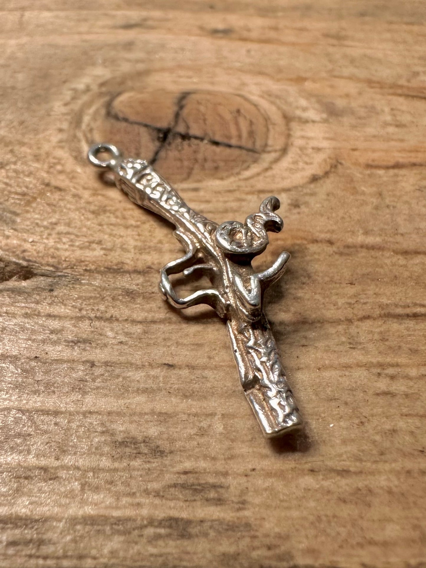 Vintage Revolver Engraved 925 Silver Charm Pendant