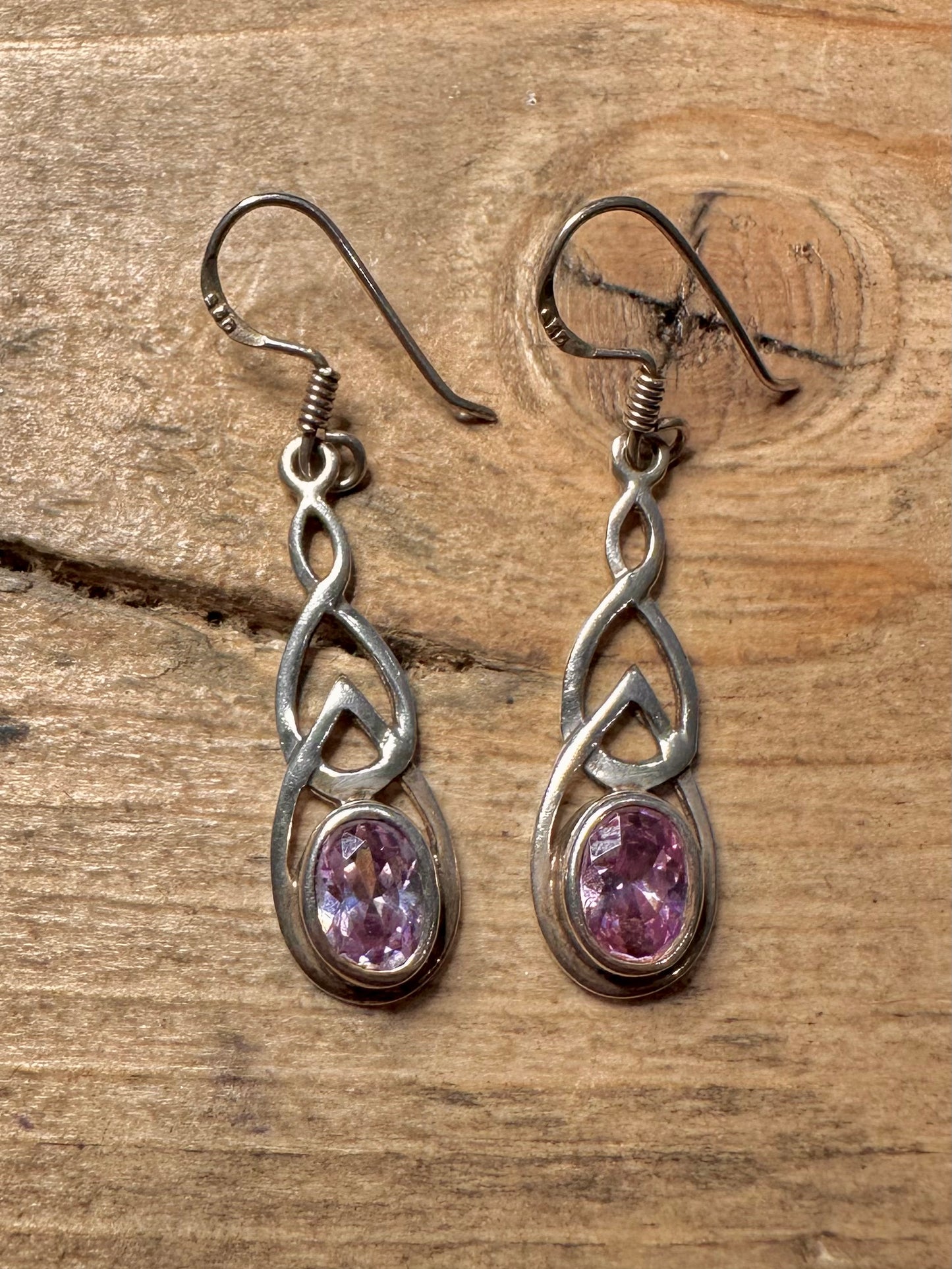 Vintage Amethyst Dangle 925 Silver Earrings