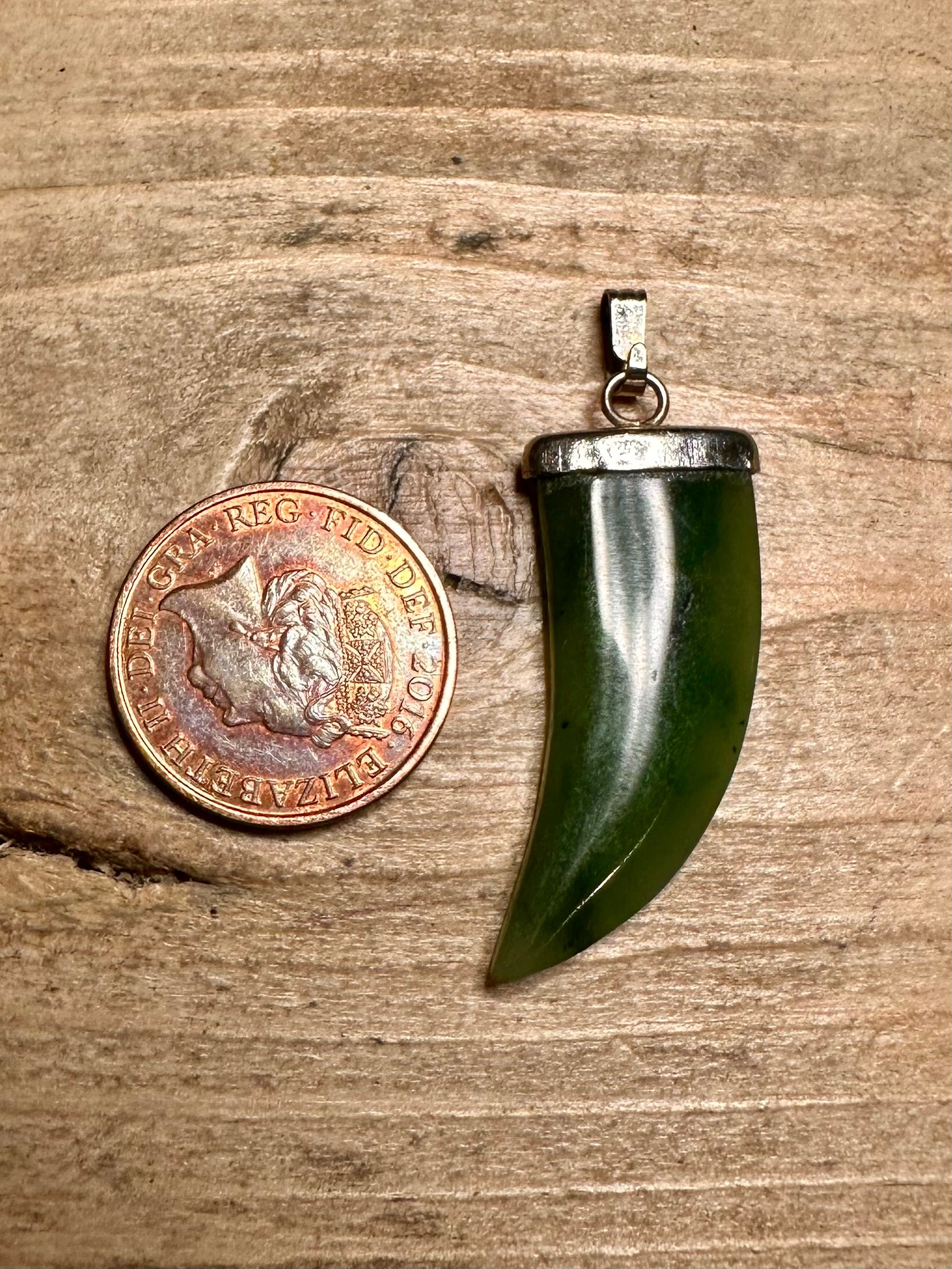 Vintage Jade Claw White Metal Pendant