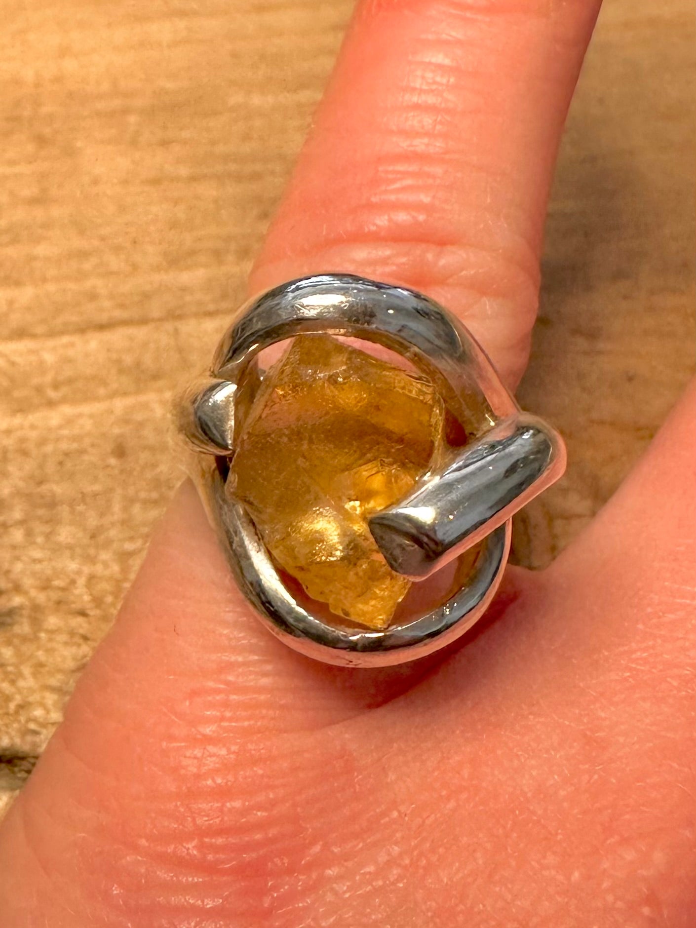 Modernist Abstract Quarts 925 Silver Size L Ring