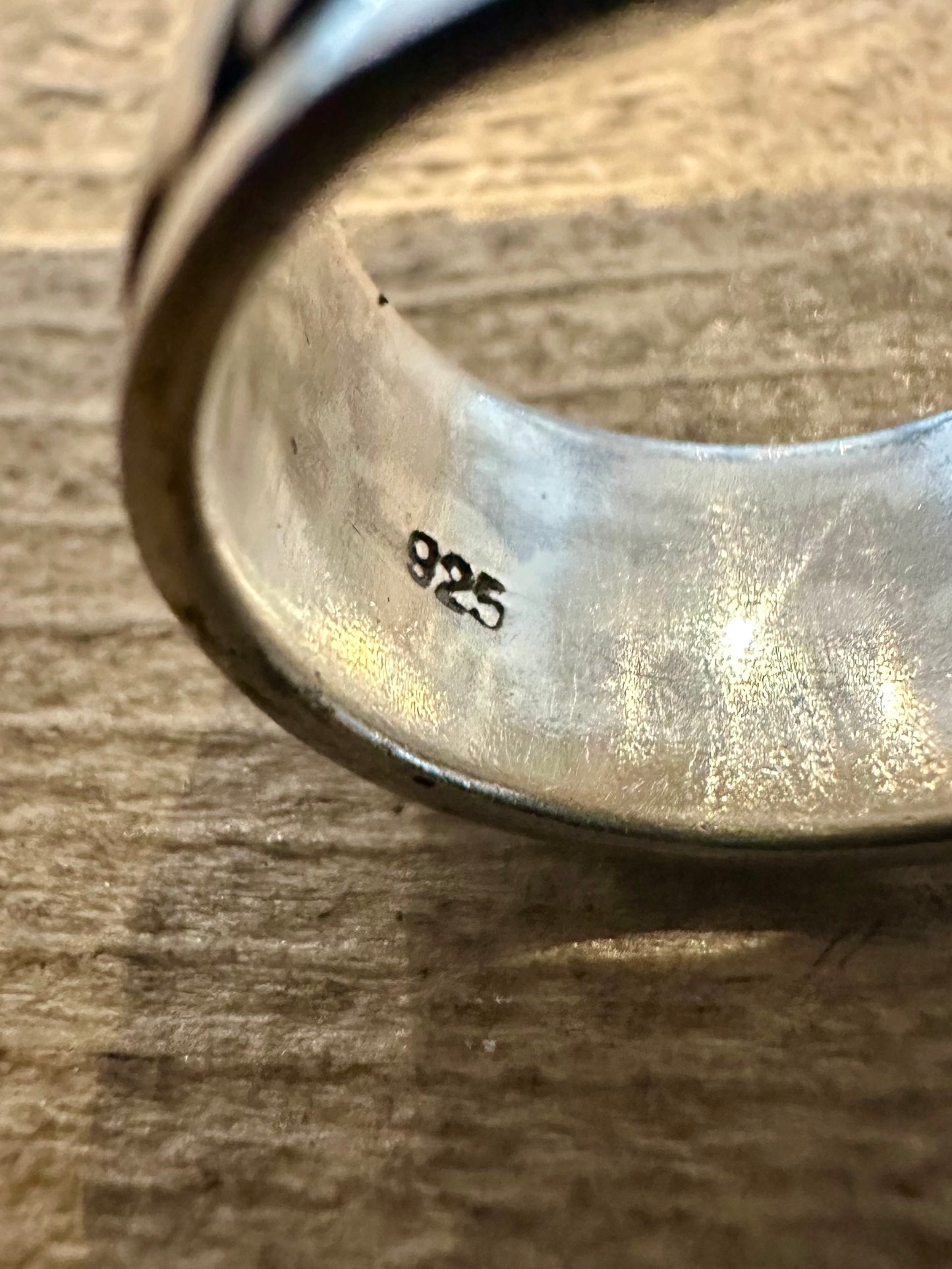 Vintage Wavy Double Spinner 925 Silver Size P Ring