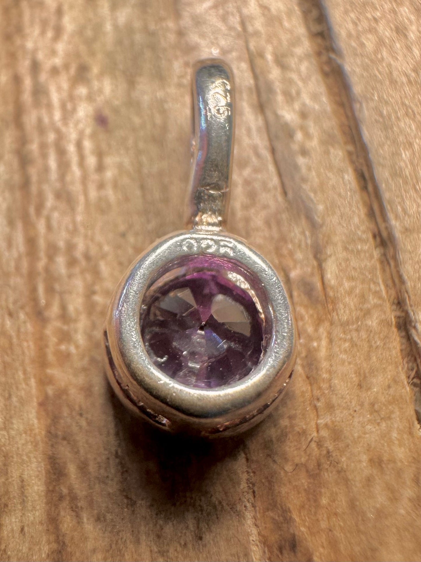 Vintage Amethyst Circle 925 Sterling Silver Pendant